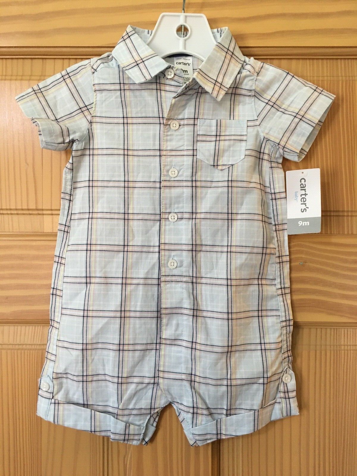 NWT Carter’s Baby Boy Plaid Romper Multicolor 9m,12m,18m,24m