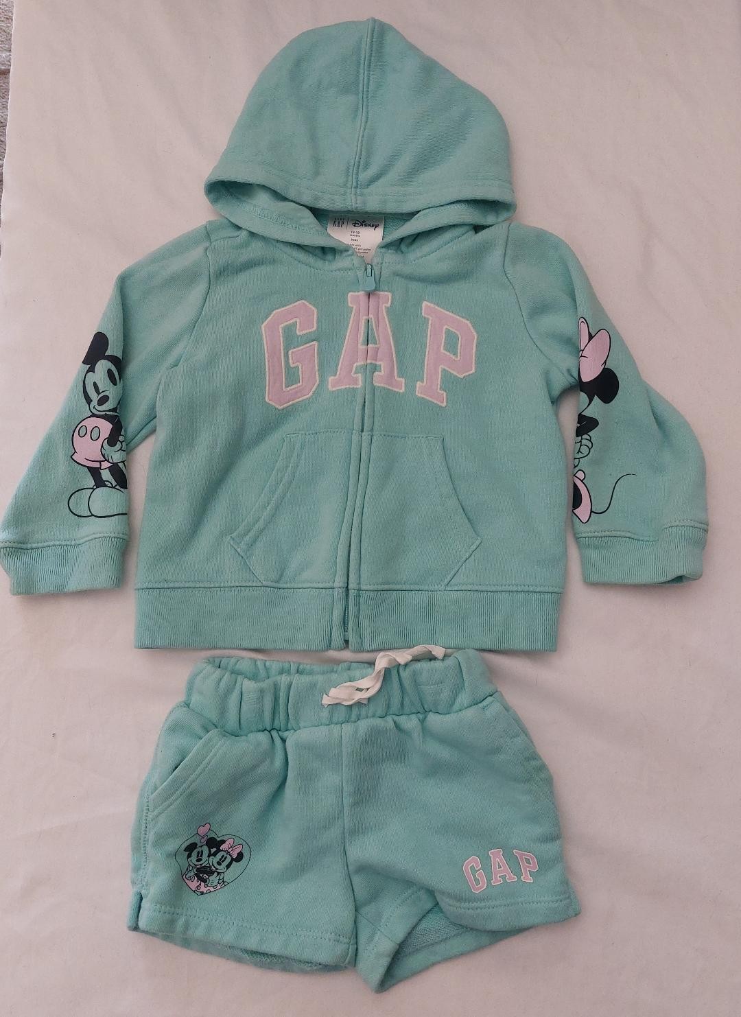 Baby Gap Disney Minnie Mouse Toddler Girl 2-Pc Hoodie & Short Set Sz 12-18M