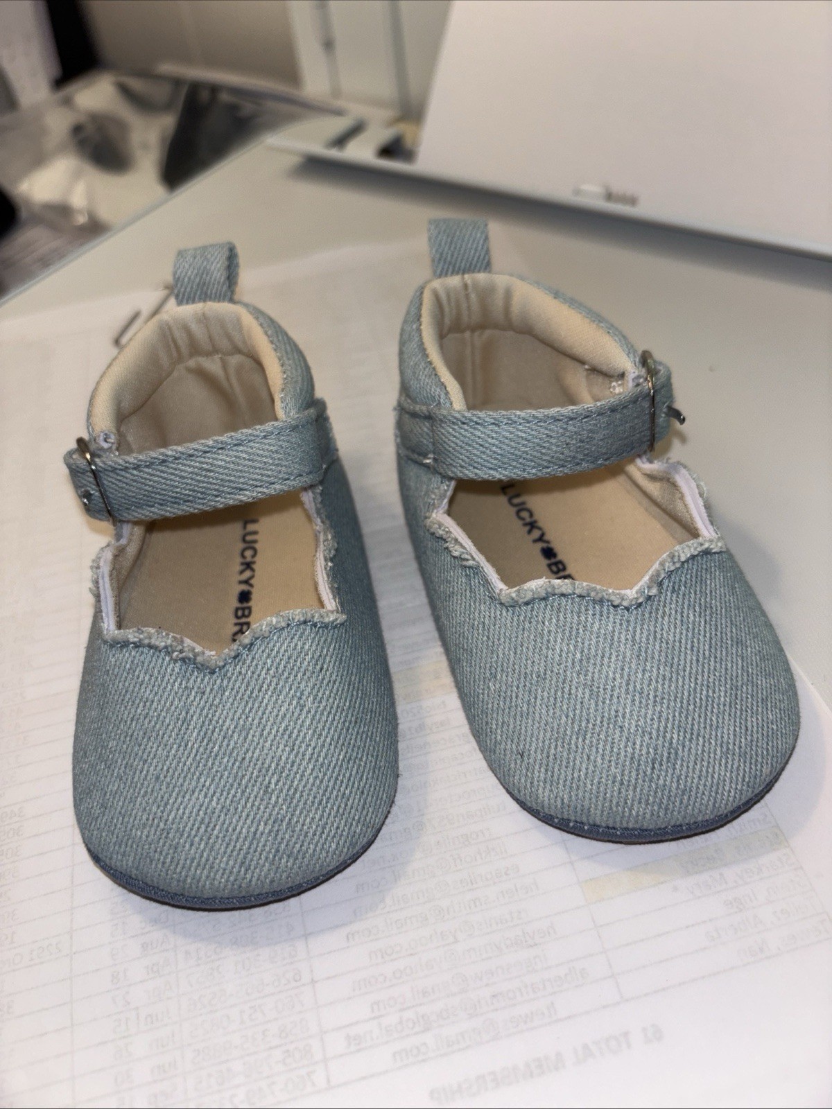 Lucky Brand Baby Girl Size 3 Blue Cloth Baby Janes Easy Close Strip