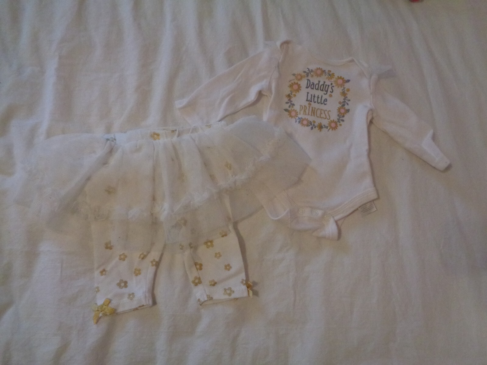 BABY GIRL 0-3 BODYSUIT & TUTU SETS 4 PIECE METALIC GOLD PINK IVORY HEART FLOWERS