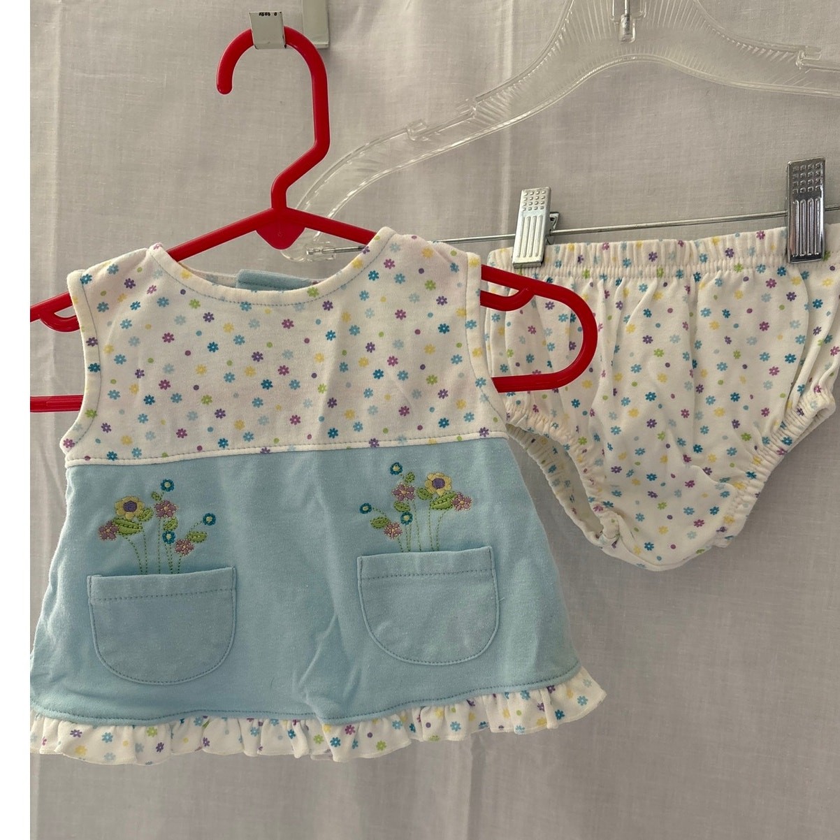 Vintage 90s Fisher Price Baby Girl Outfit Set Bottoms Top 0-3 Months Floral