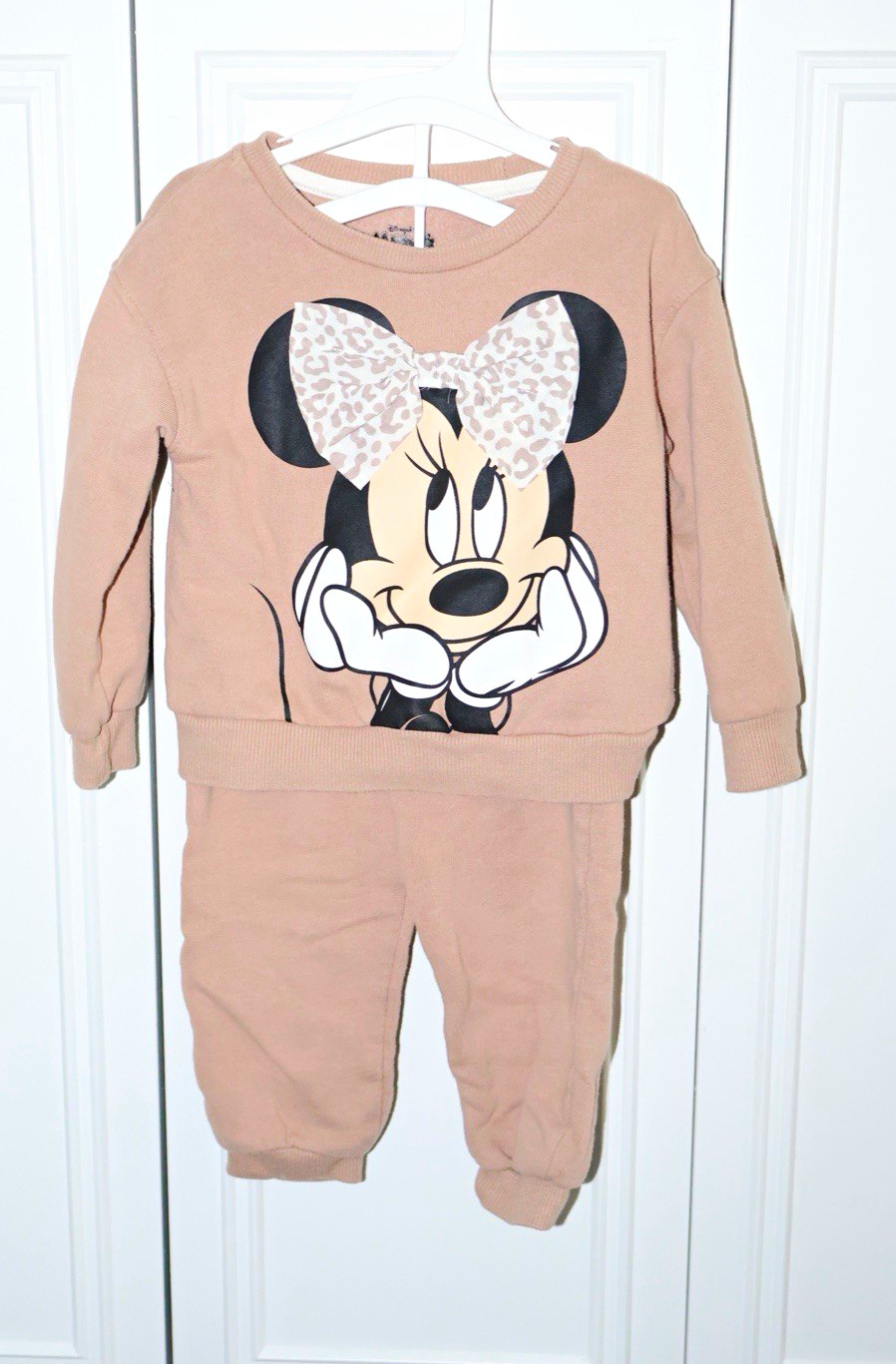 Disney Minnie Minnie Mouse 2-Piece Fleece Sweatshirt & Pants Set Beige 24M