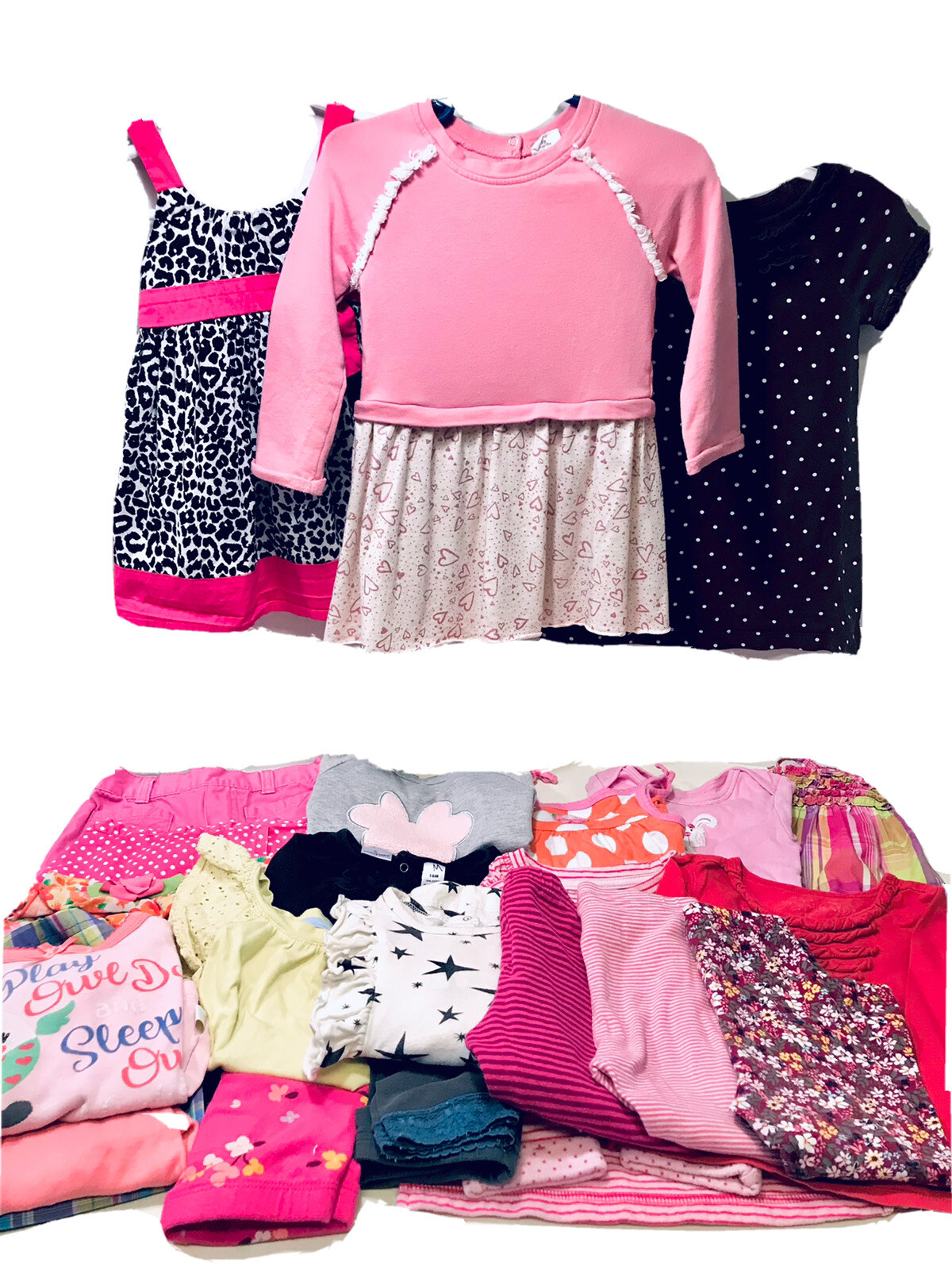 Girls Size 18M Mixed Brand 24 Piece Clothing Lot Dresses Leggings Sets Tops