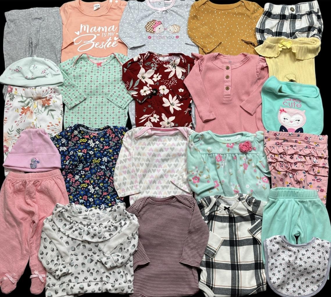Baby Girl Size 0-3 Months 3 Months Carter’s Shirts Pants Outfits Clothes Bundle