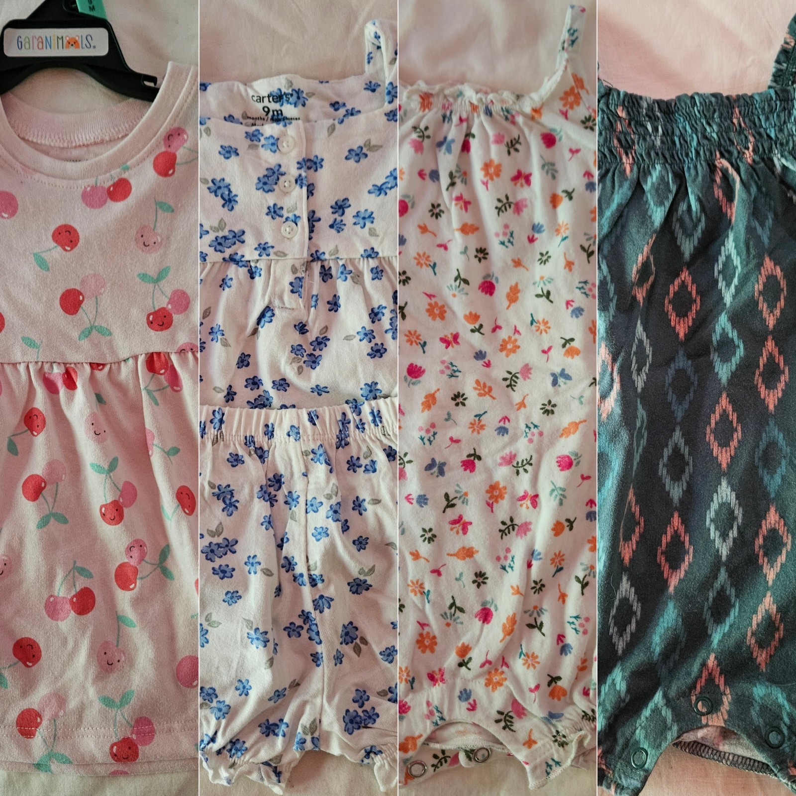 6-9M Baby Girl Clothes & Dress, Lot Of 4- Carters, Cute Summer Picnic Beach