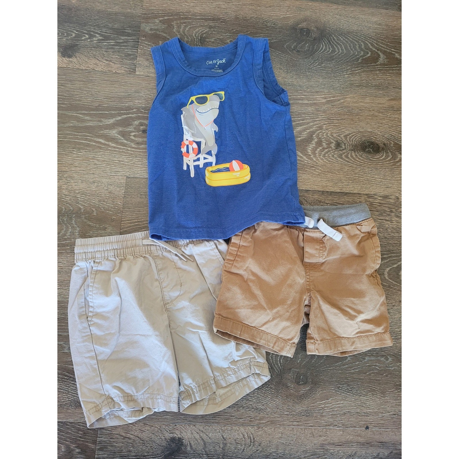 Cat & Jack Old Navy Toddler Boys 2T Summer Bundle Shark Tank Top Shorts 3pc #5