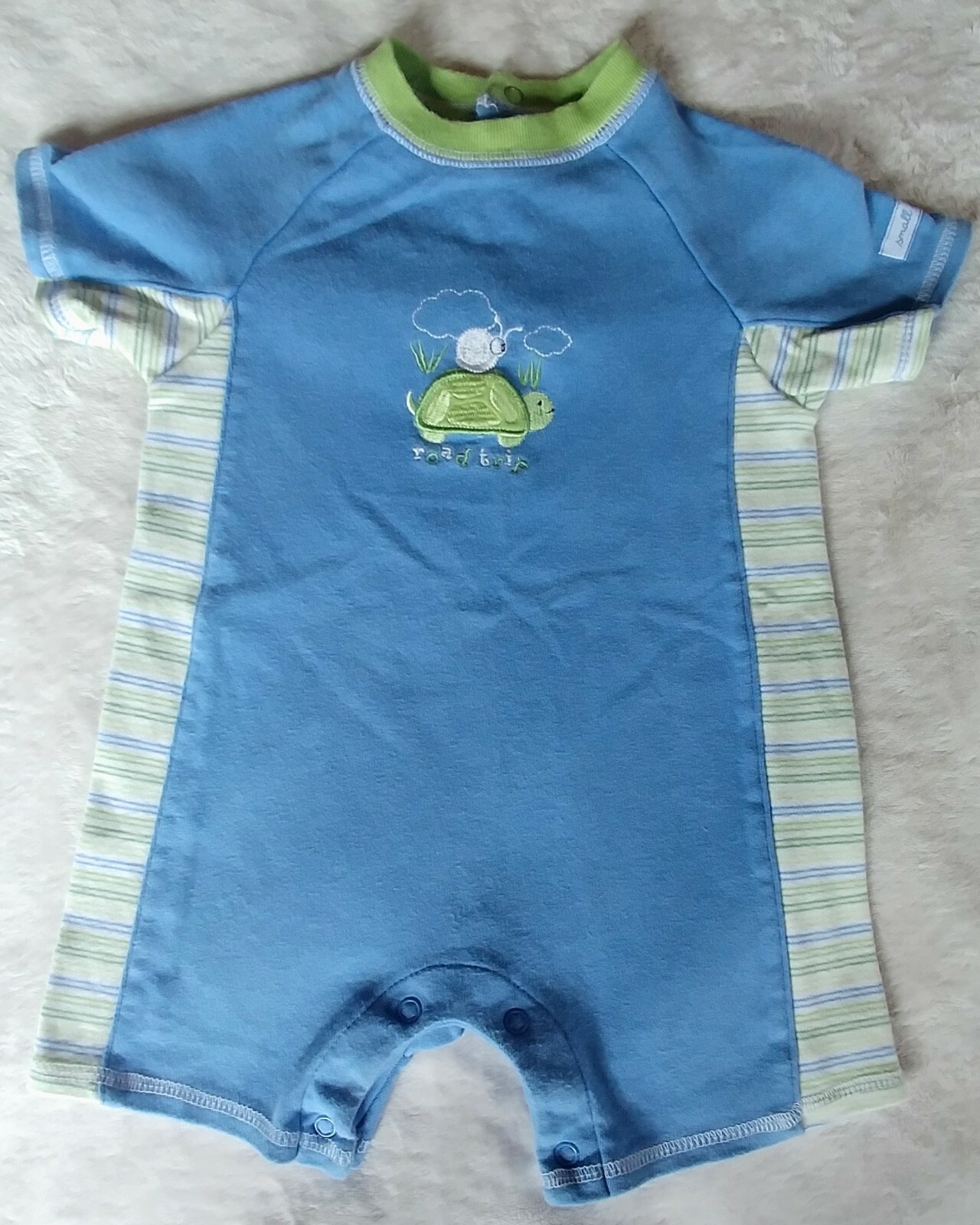 shorts 6 to 9 Month Small Wonders Boys blue one piece summer romper turtle Baby