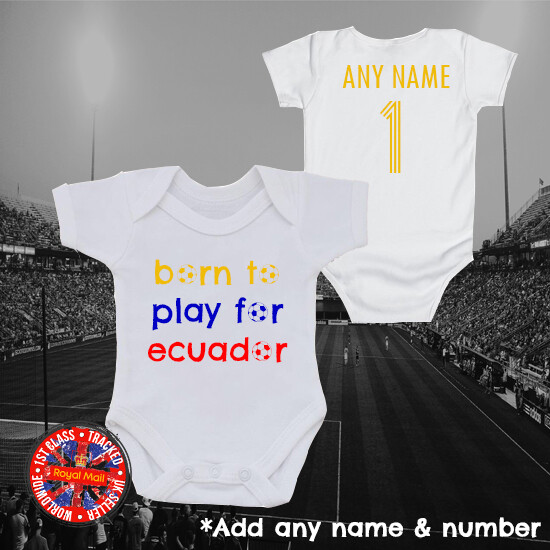 Ecuador Football “Born to play for” Personalised Babygrow, Kids, Gift, Copa