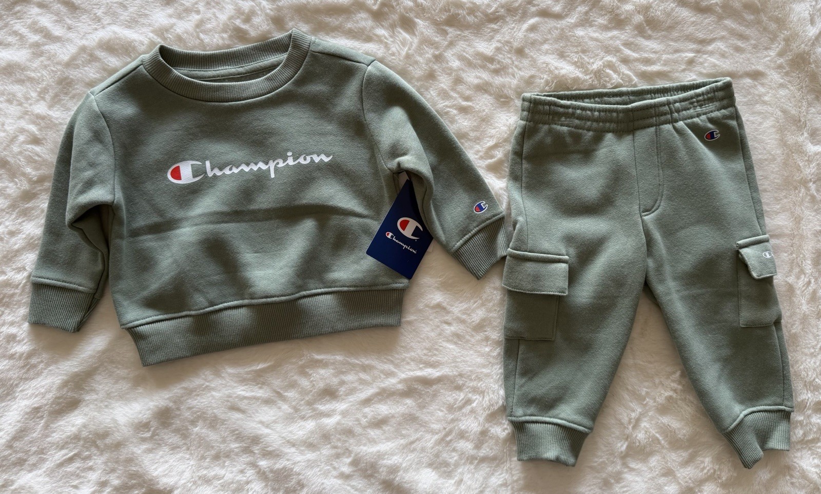 CHAMPION ATHLETICWEAR Baby Boy’s Fleece Crew and Joggers Outfit, 2-Piece Set