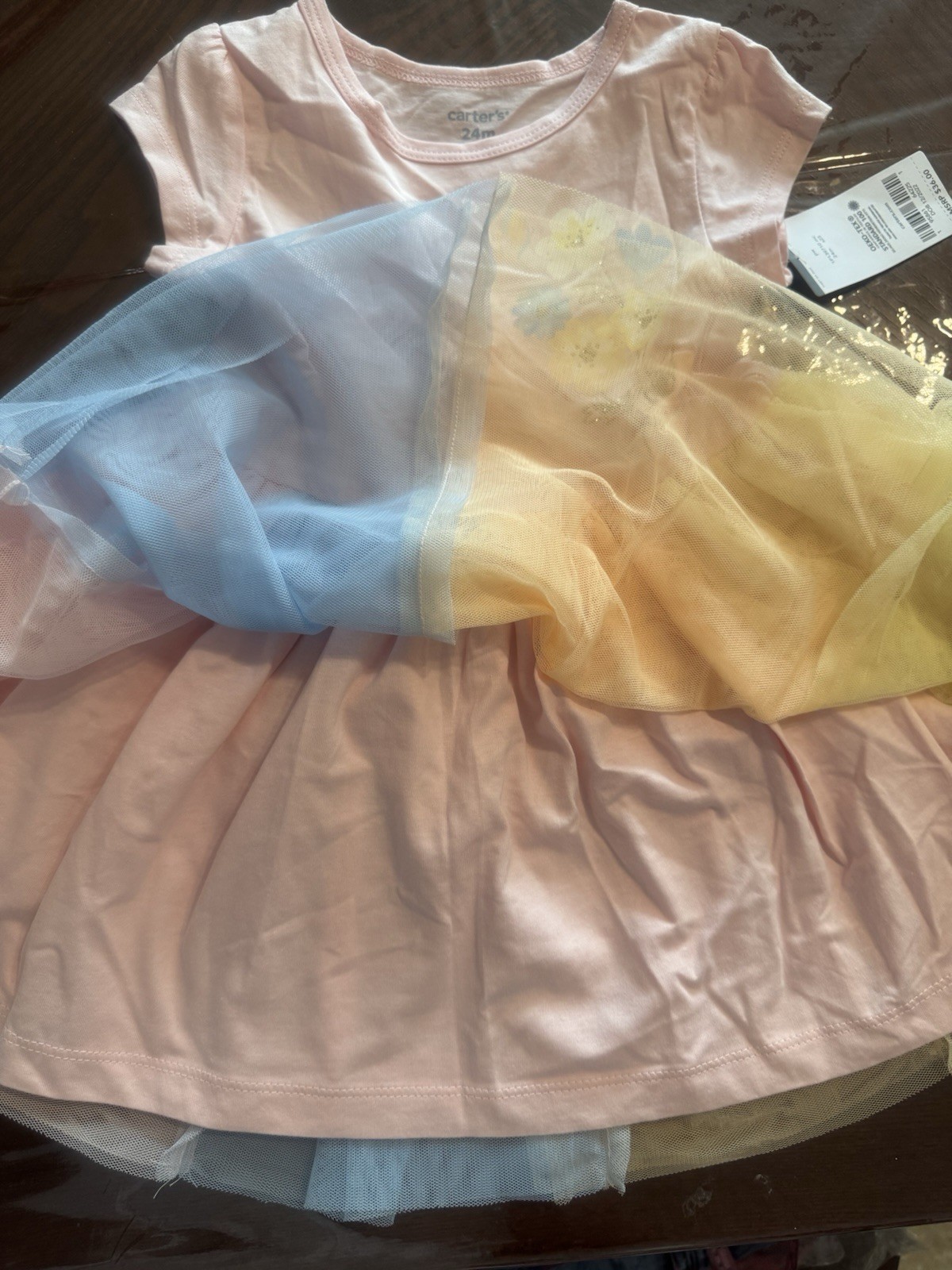 Carters Baby Girls Dress Floral Tee Top With Tulle Pastel Skirt Sz 24 Months