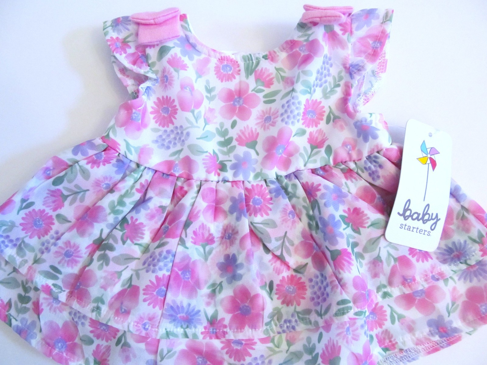 Baby Girl Pink Floral Georgette DRESS SET 6 Mo Bloomers HAIRBOW Spring Party