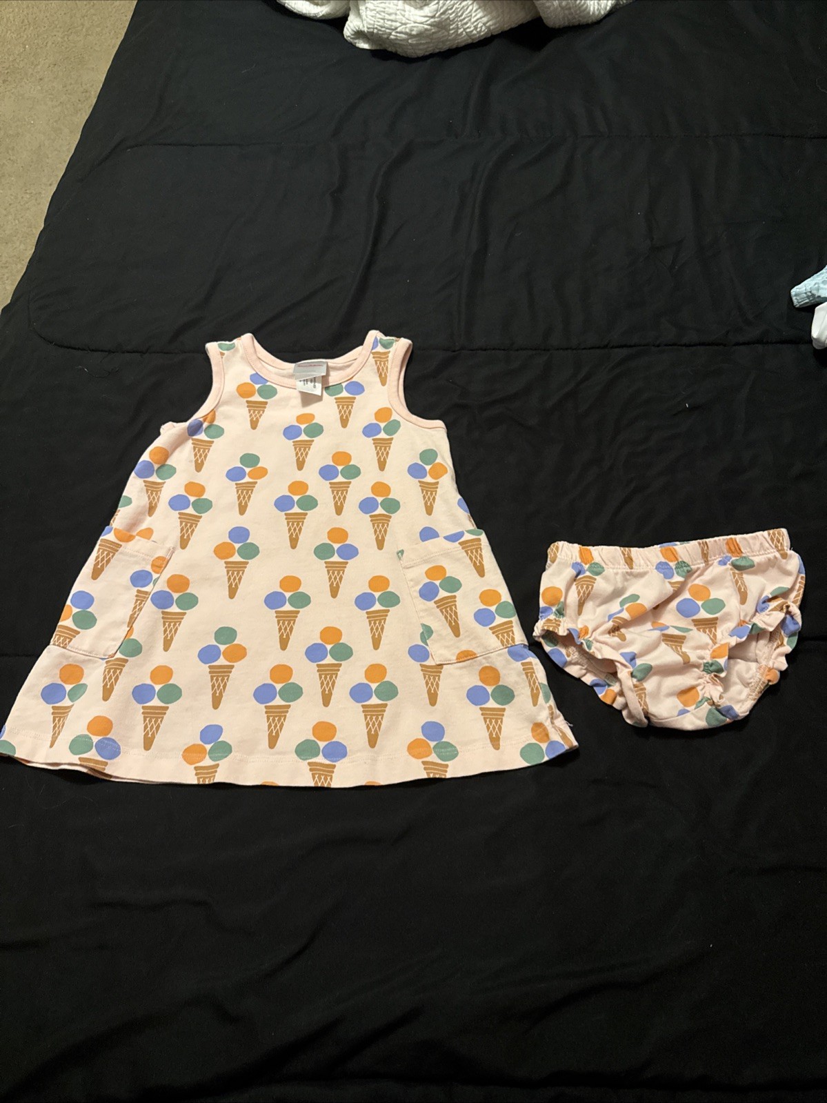 Hannah Anderson Pink Ice Cream 2- Pocket Dress And Bloomer Set 18-24 Months