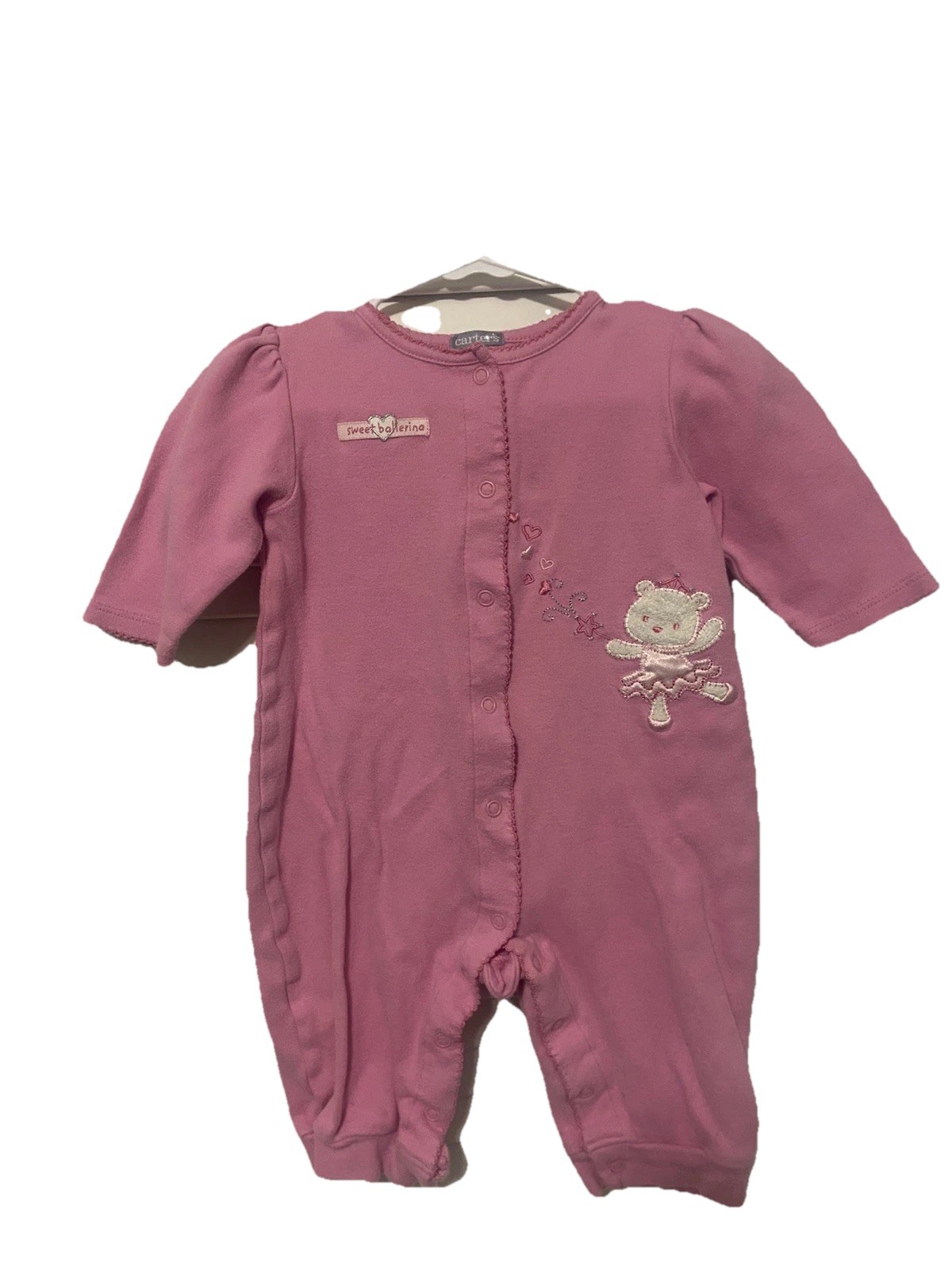 Vintage Carter’s 9 Month Pink Baby Girl 100% Cotton Ballerina Outfit Romper