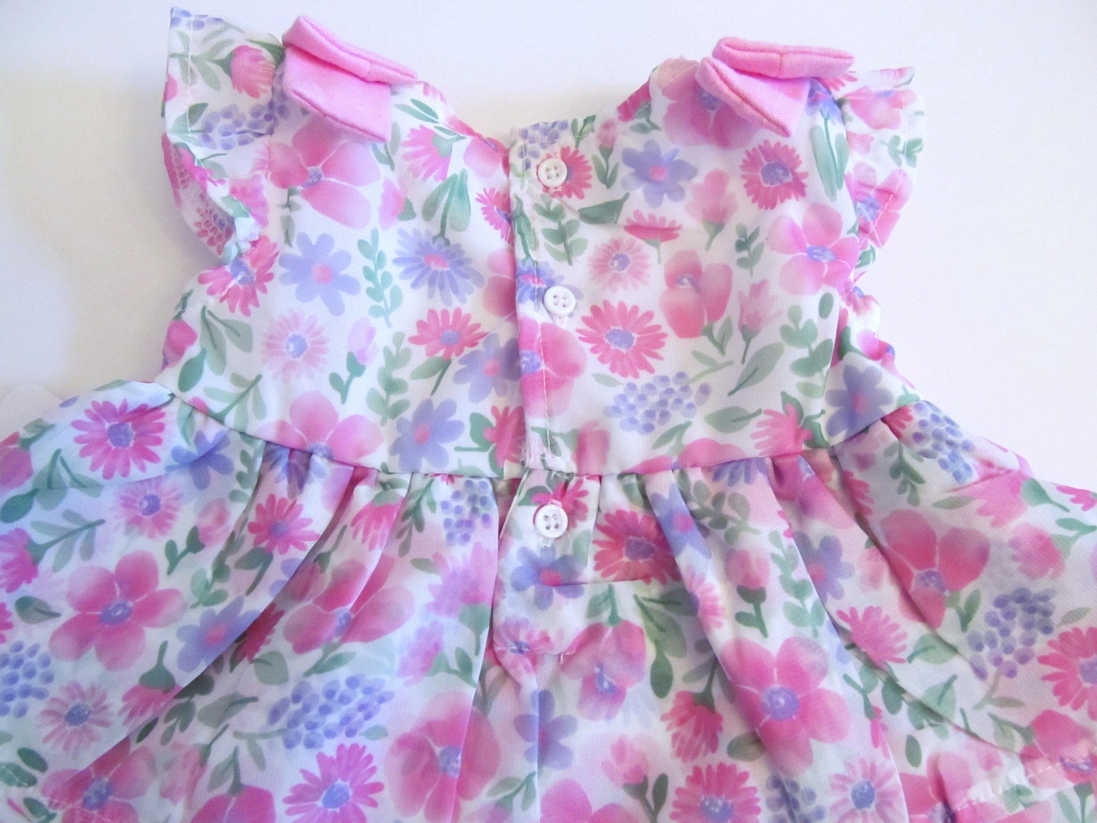 Baby Girl Pink Floral Georgette DRESS SET 6 Mo Bloomers HAIRBOW Spring Party