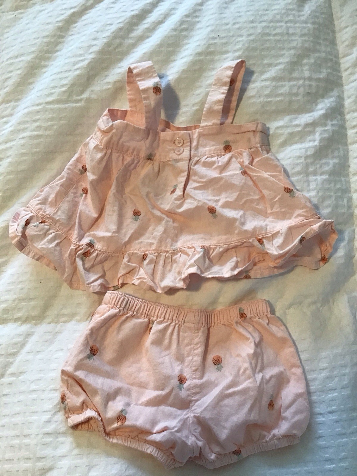 Baby B’gosh Pineapple Pink Cotton Shorts Set Top & Shorts 2 Piece 9 Months