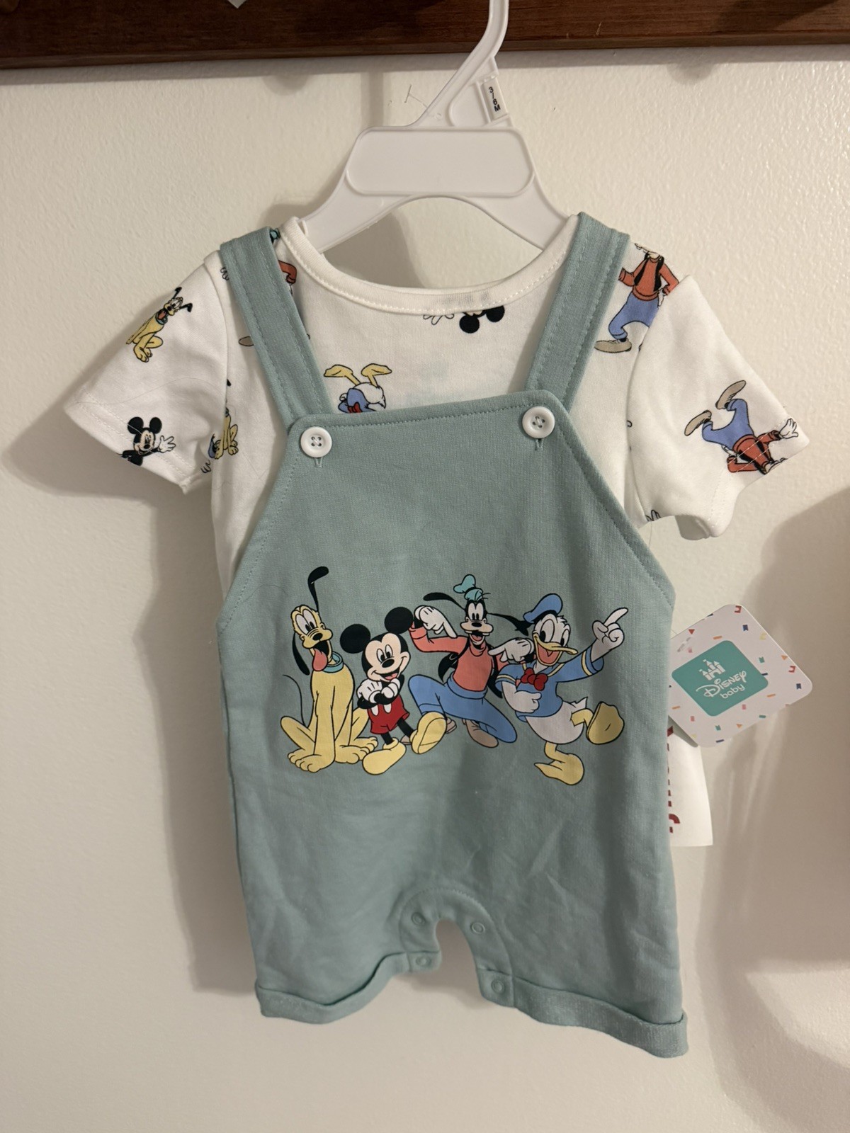 NWT Disney Mickey Mouse 2-piece Romper & T- Shirt Set Size 3-6 Months with Snaps