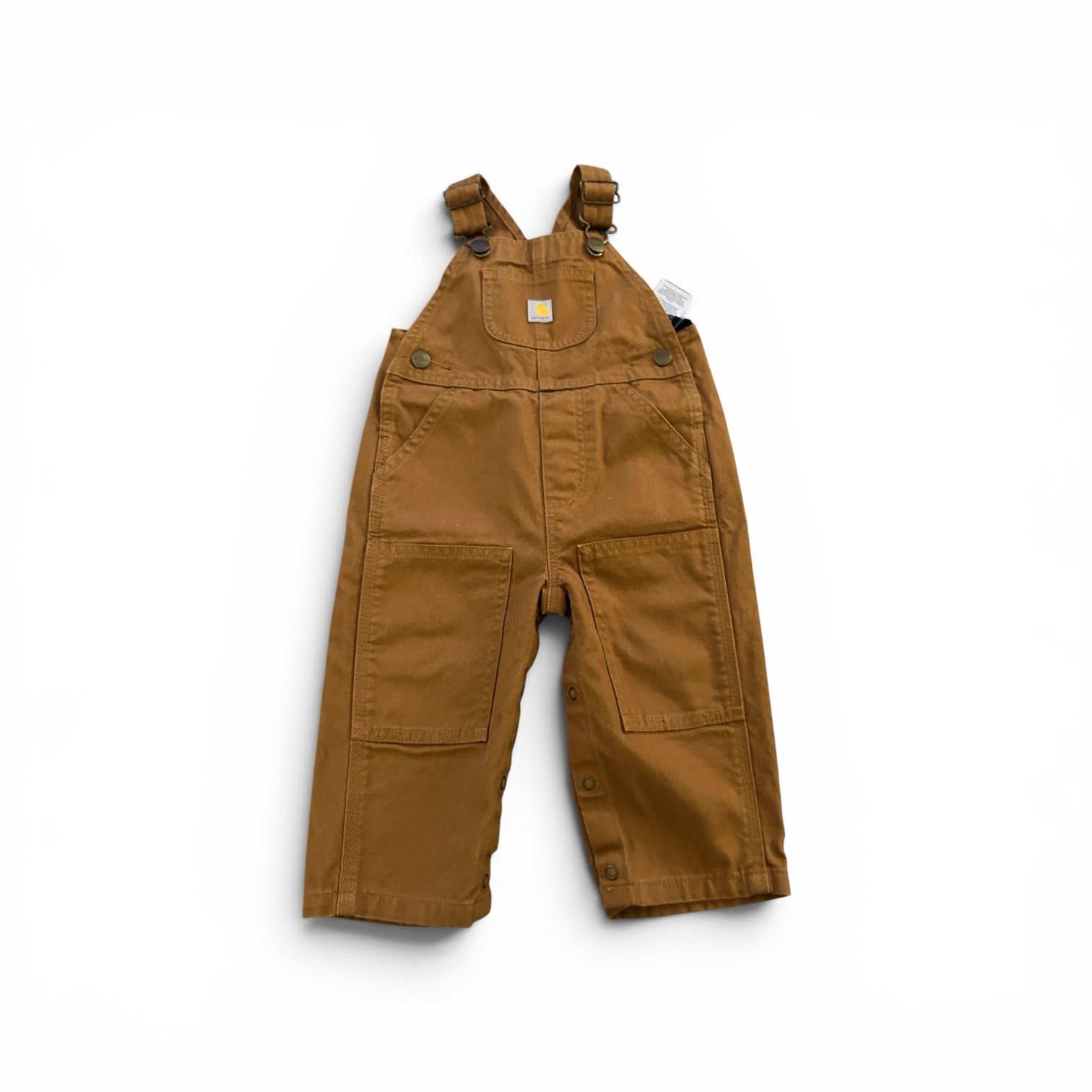 Carhartt Baby 12 Months Overalls Double Knee Brown Duck Canvas Snap Button Legs