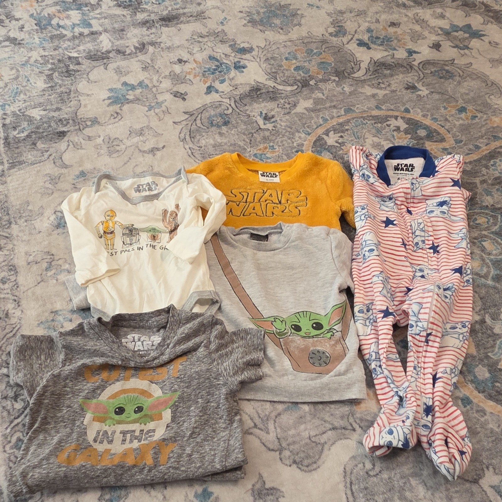 Star Wars Baby 6-9 Months 5 Piece Outfit Set Grogu C-3PO R2-D2 Chewbacca