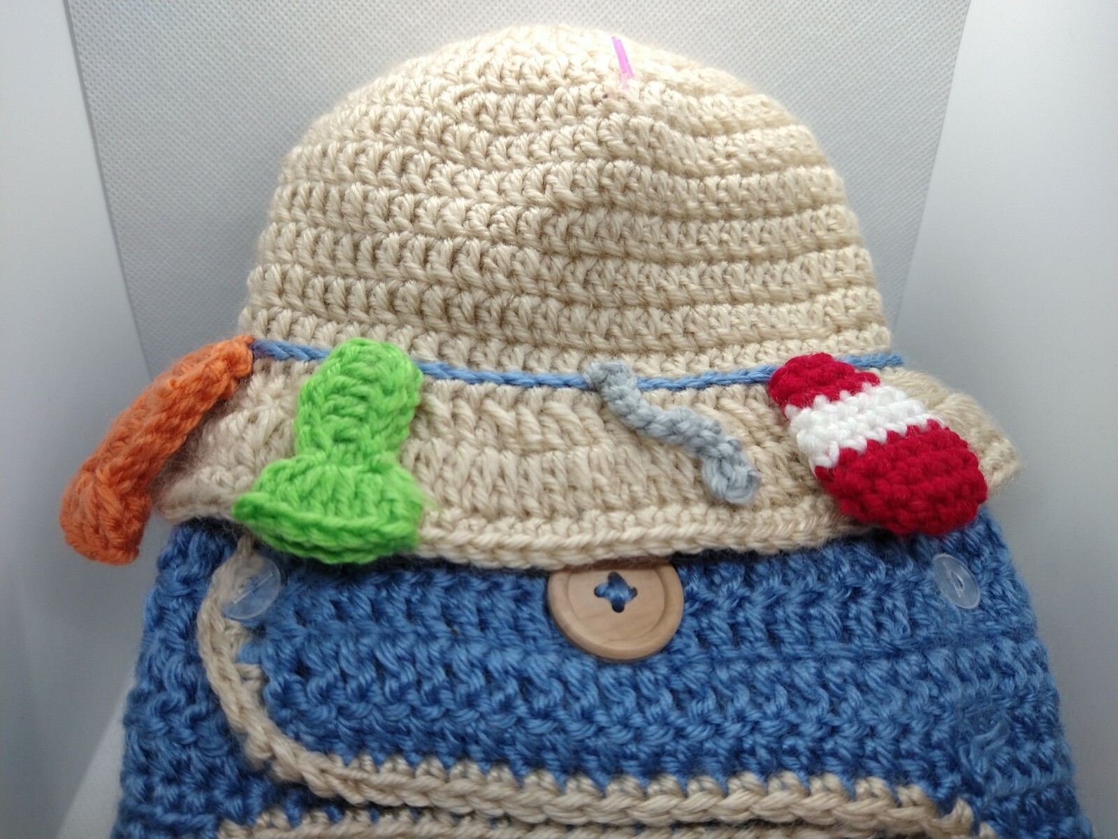 Today I’m So For able Hand Crocheted Fishing Outfit Infant size 0-6 Months Fish
