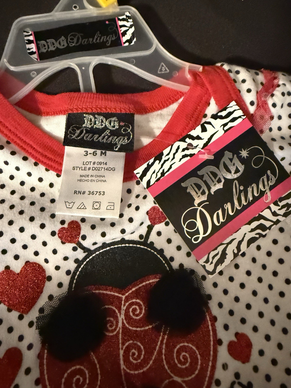 NWT DDG Darlings Baby Ladybug Outfit with Tulle Skirt Size 3-6 Months