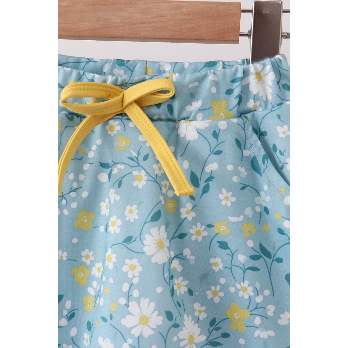 Abby & Evie Girls Yellow Scalloped Top and Blue Floral Skort Set 3T NWT