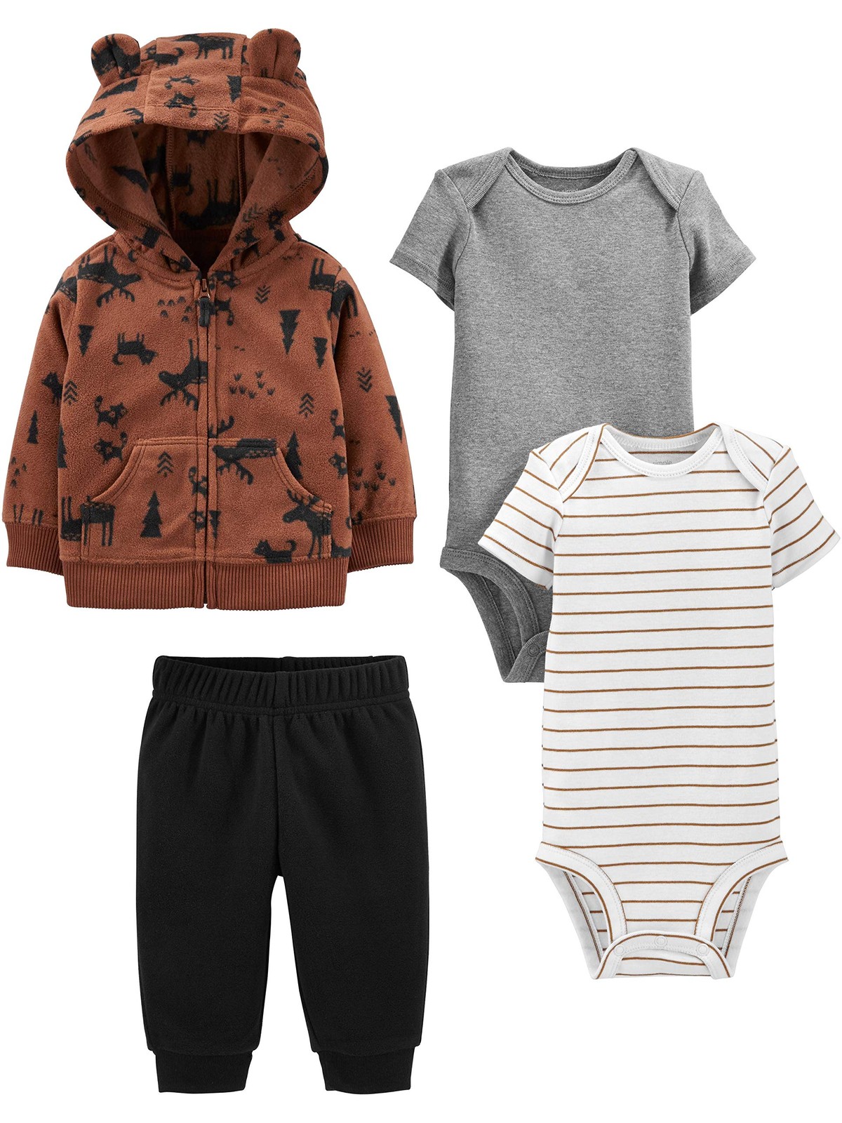 Simple Joys by Newborn, Black/Brown Reindeer/Grey Heather/White Stripe
