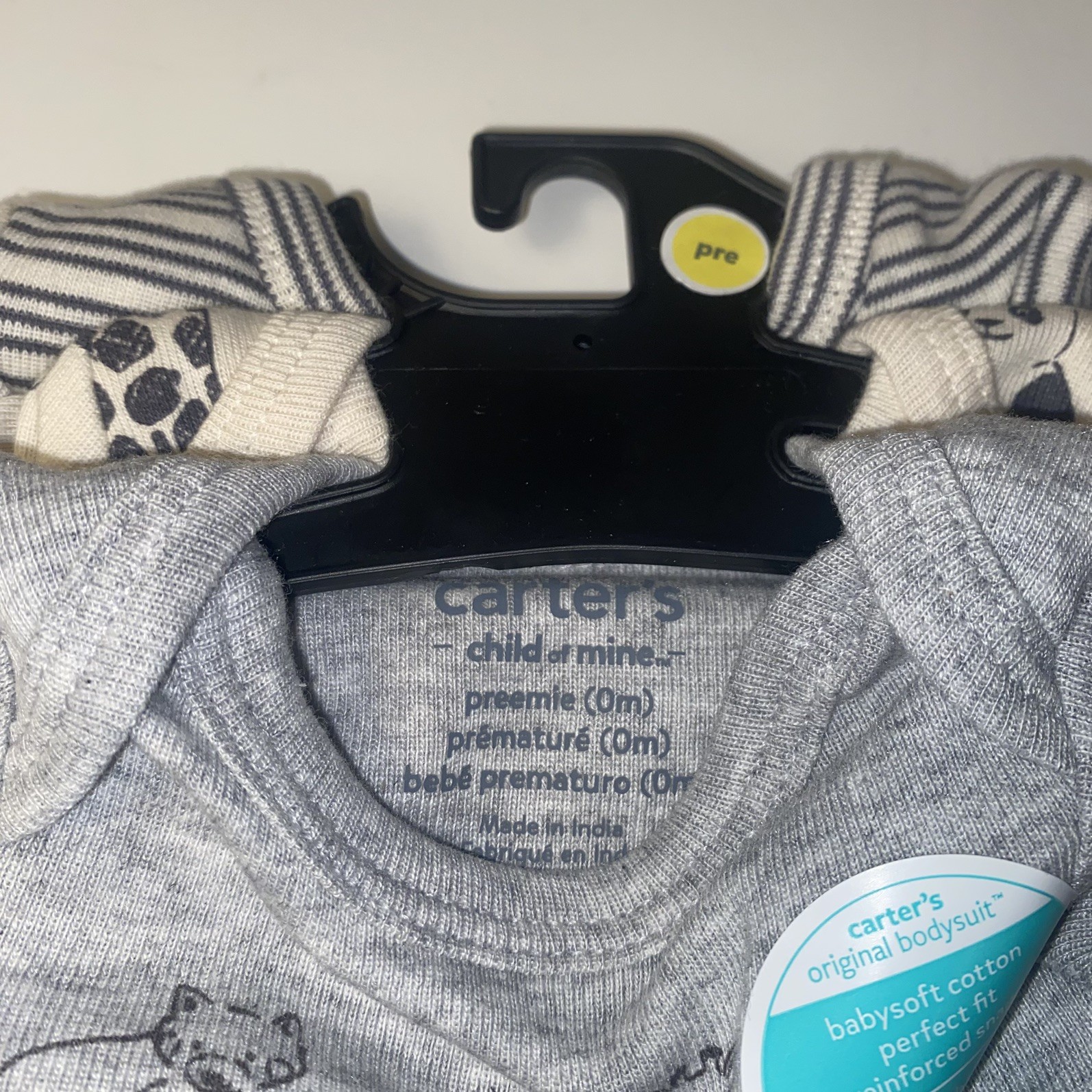 Carters Child Of Mine Baby Boy 5 Piece Set Size Preemie ZOO Bodysuits Pants NWT