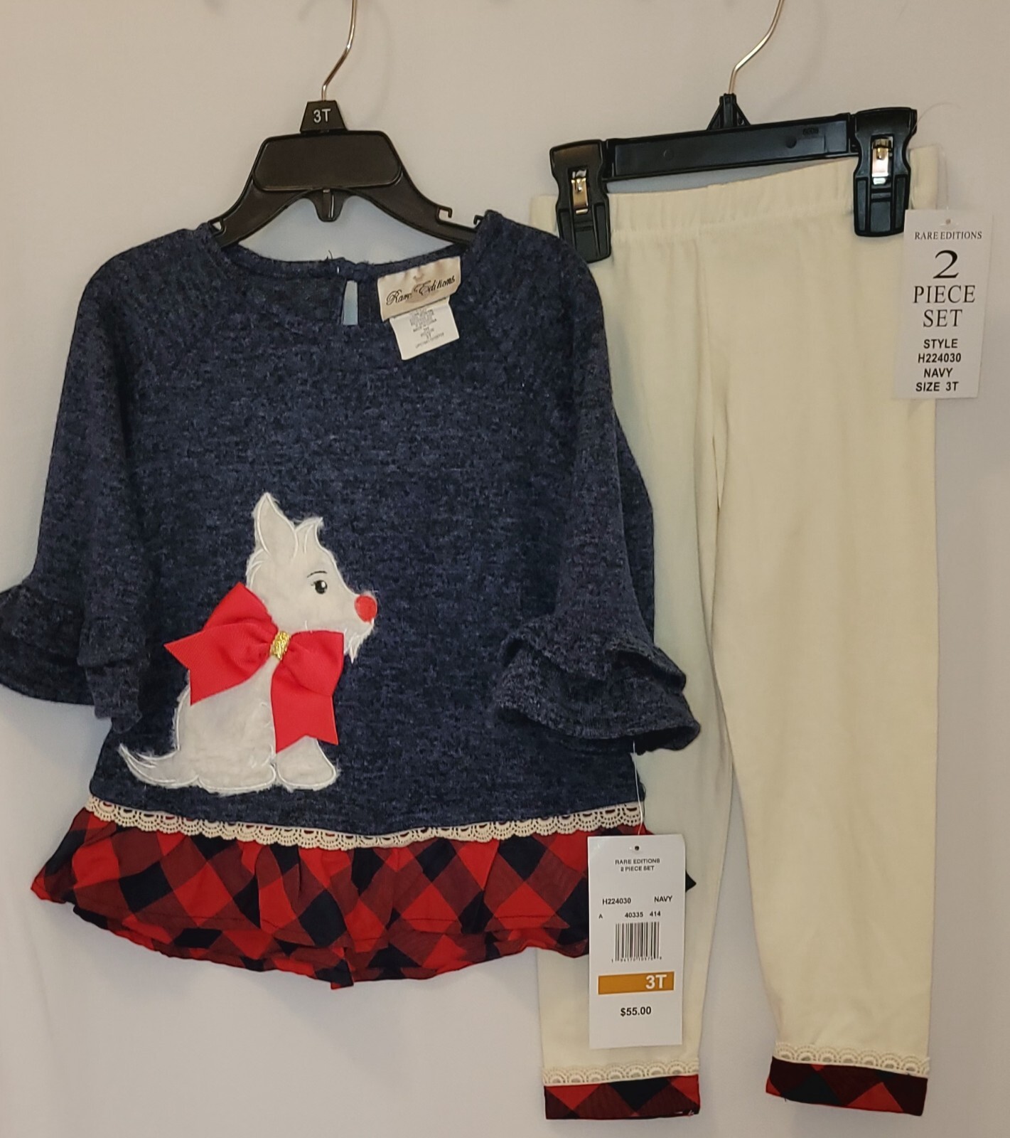 NWT GIRLS SIZE 3T RARE EDITIONS 2 PC SET WESTIE “DOG” TOP & PANTS 3/4 BELL SLE