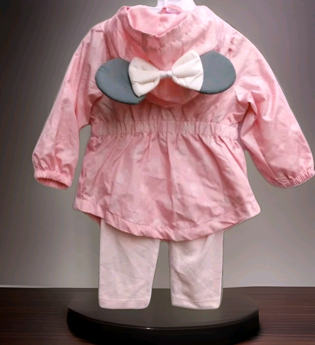NWT Disney Junior Minnie Mouse 3PC Outfit Jacket Bodysuit Pants Girl 18 Mo Hood
