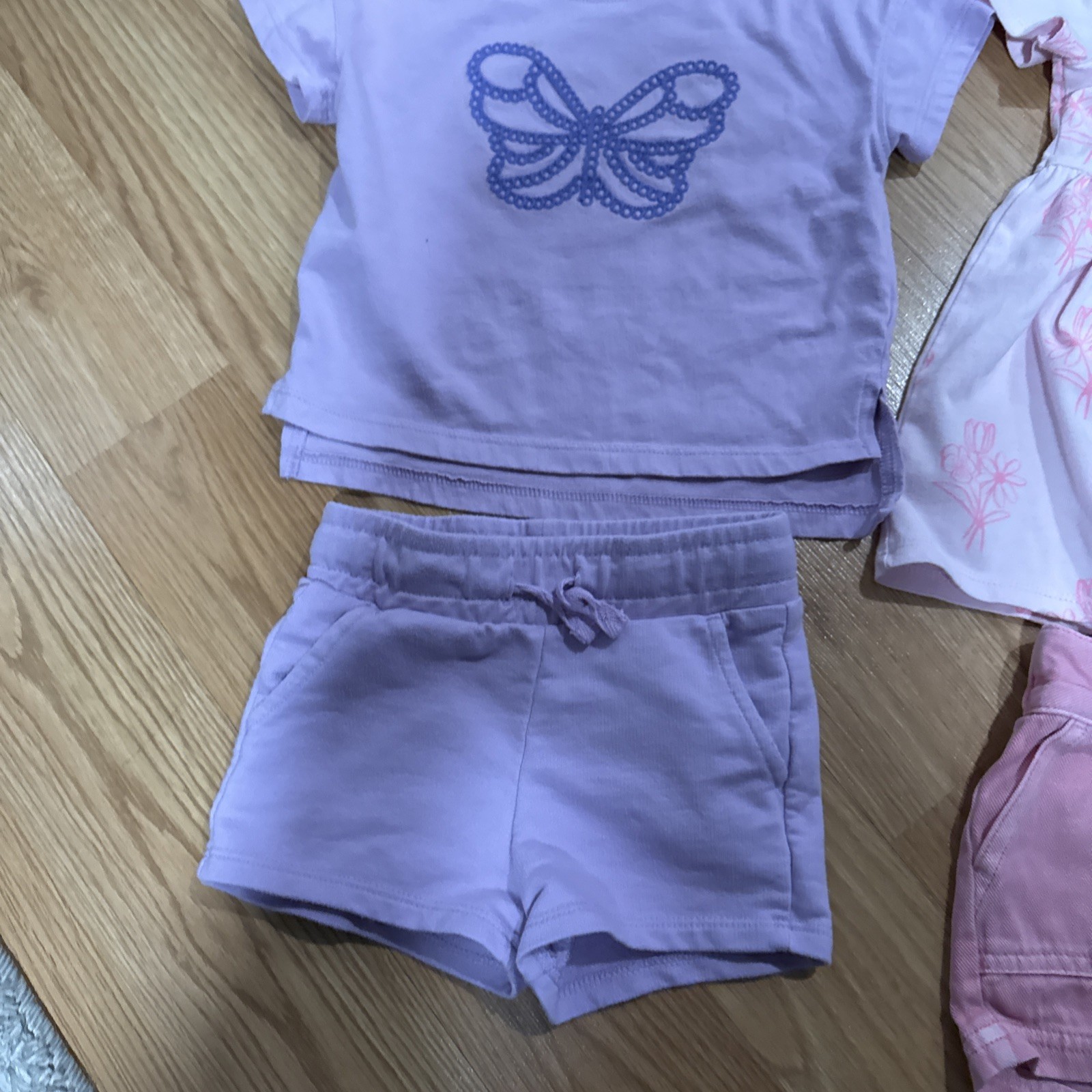 Lot Of 4 Baby Girl 18Months Short Sleeve Cotton Shirts, Shorts, Skirt…259