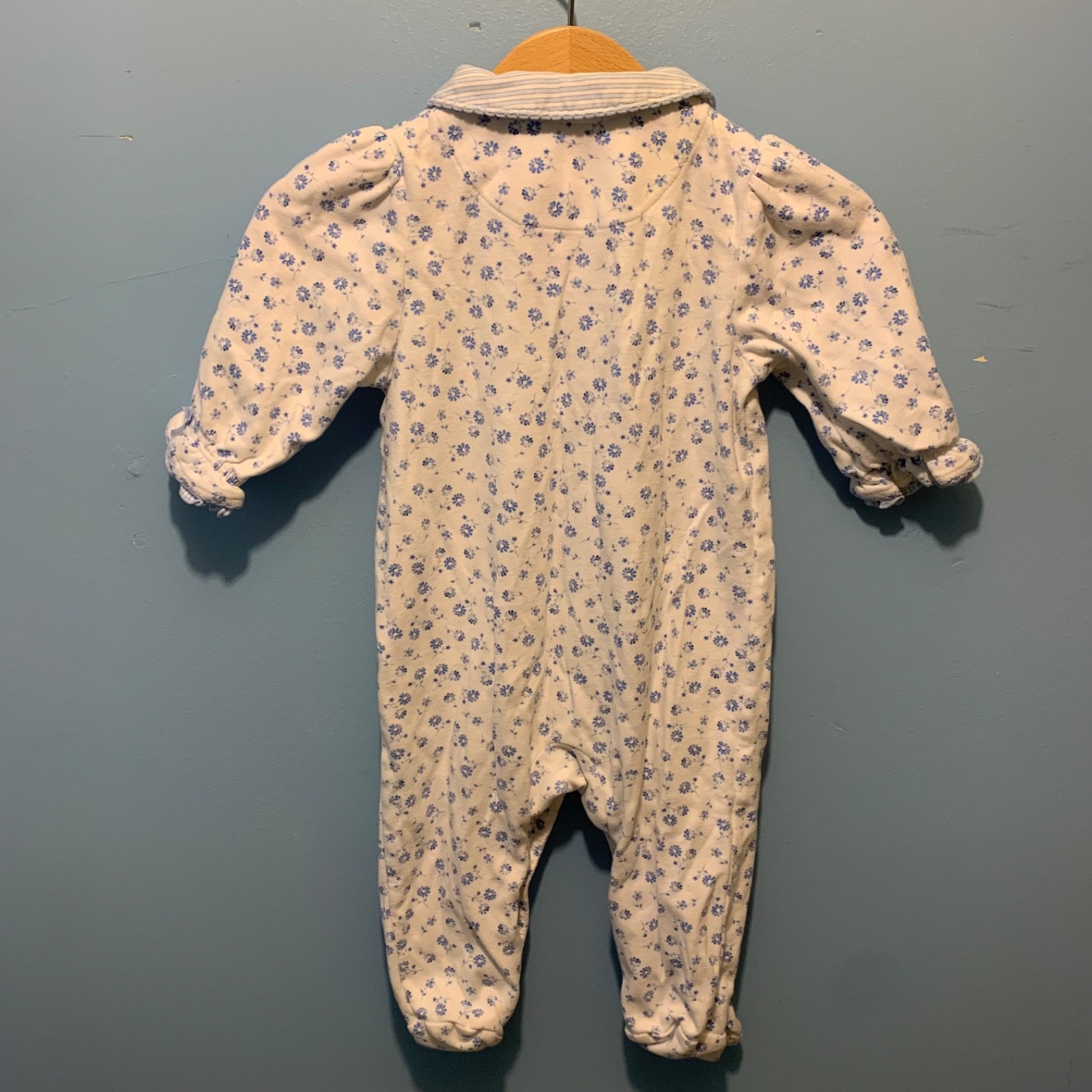Carters Baby Girl 6 M Blue Flowers Footed AOP Floral Jumpsuit Outfit Pretty