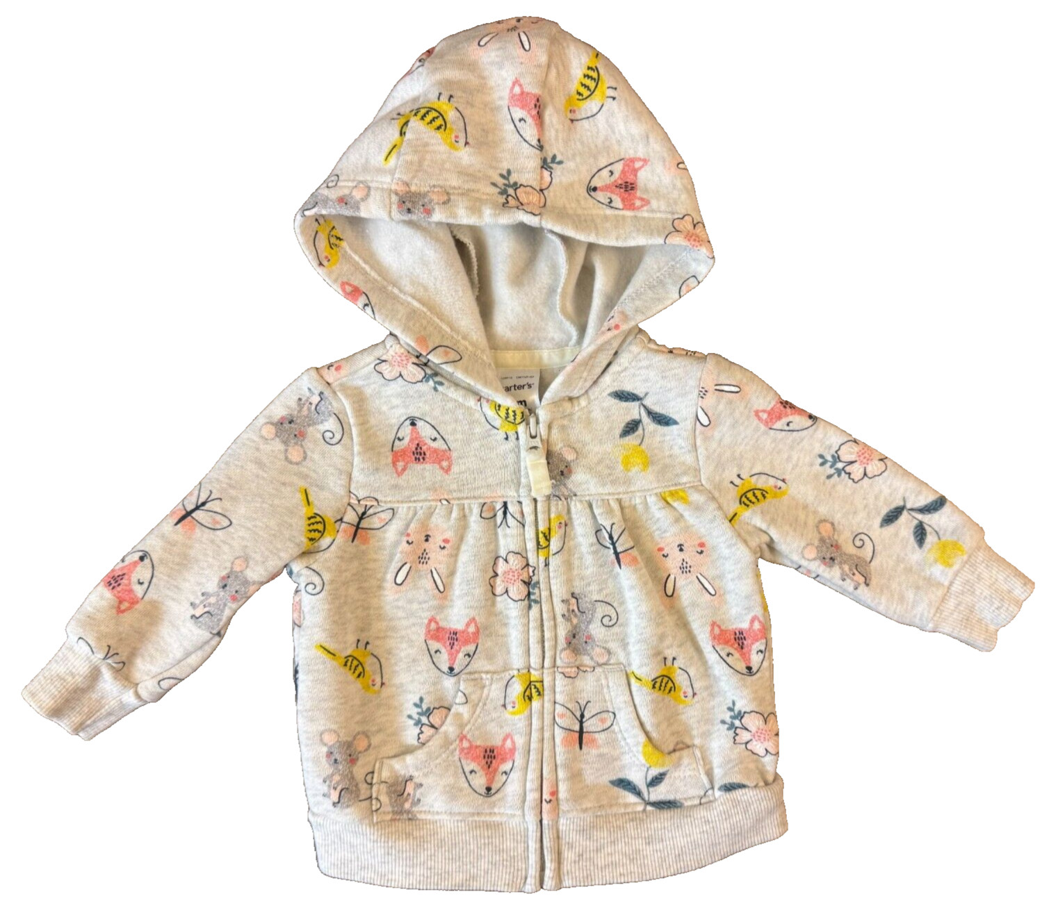 Carters Baby Girl 3 Months Jacket Hoodie Top Full Zip Sweatshirt Animals Mouse