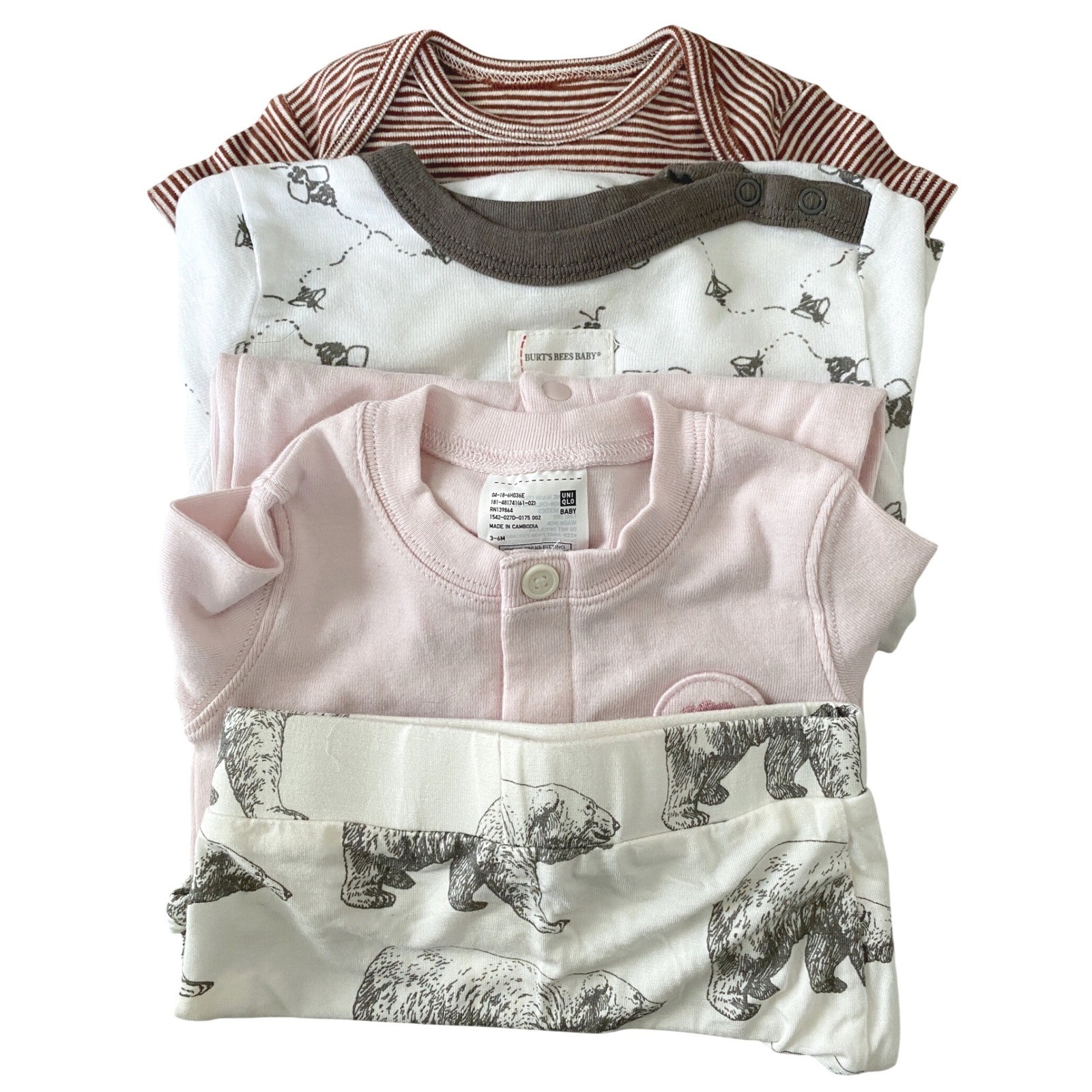 Baby Bundle 4 Piece 3-9M Girl Neutral Pastel Organic Cotton Bamboo Kate Quinn