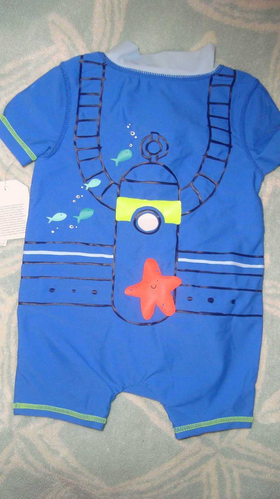 baby gap boys blue scuba theme swimsuit rashguard nwt 0-3 mo