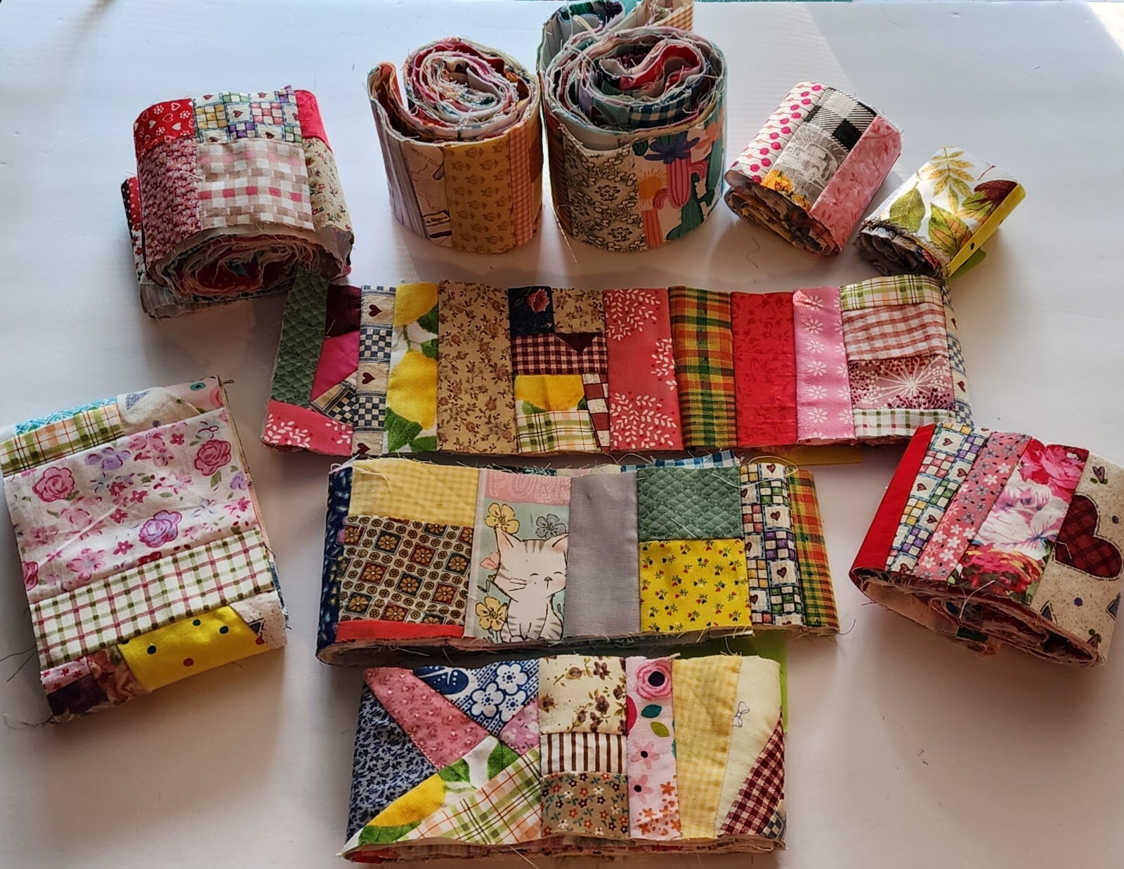 New Assorted Scrap Fabric Rolls, Mixed Fabric Rolls, DIY Scrap Quilt Blocks
