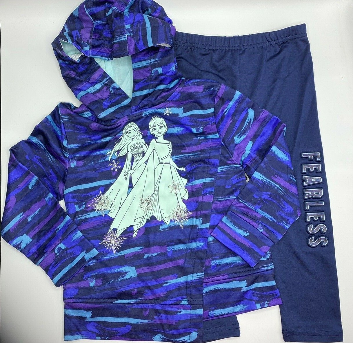 Girls Size 2T Disney Frozen 2-Piece Pant Set Outfit Hooded Shirt Elsa Anna