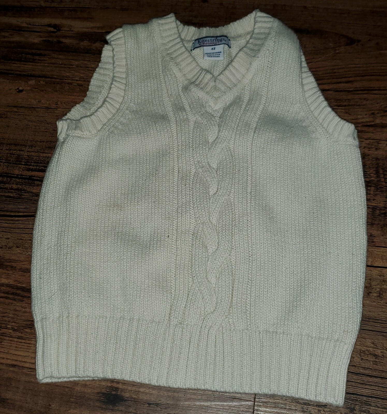 Kitestrings Ivory Vest Place White Stripe Shirt Carter’s Black Pants 4T *W24