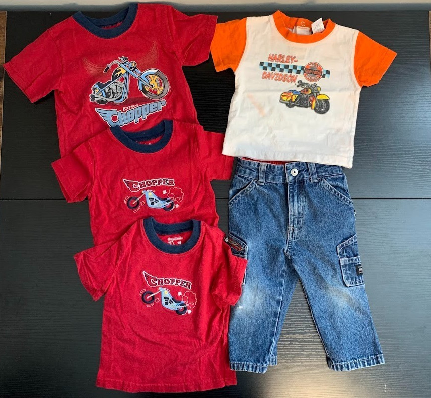 Kid Clothing LOT of 5 Motorcycle Theme 12 Months-3T Harley Davidson Garanimals