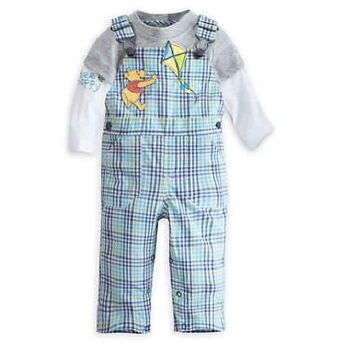 DISNEY STORE WINNIE POOH CUTE 2 PIECE DUNGAREE SET FOR BABY NWT ~ VERY NICE!!