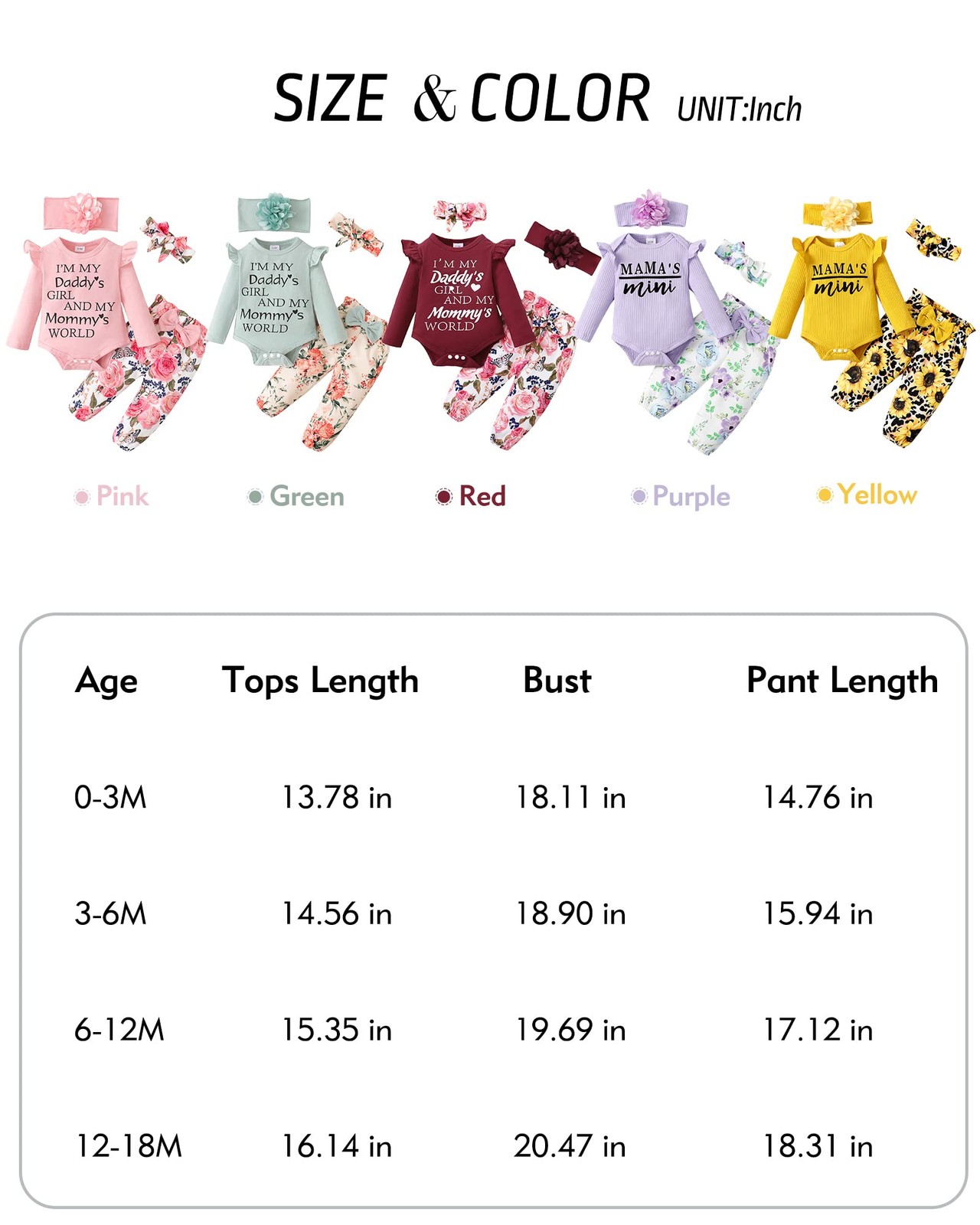 Khaki Baby Girl Romper & Pant Set 3-6 Months – Long Sleeve Letter & Flower