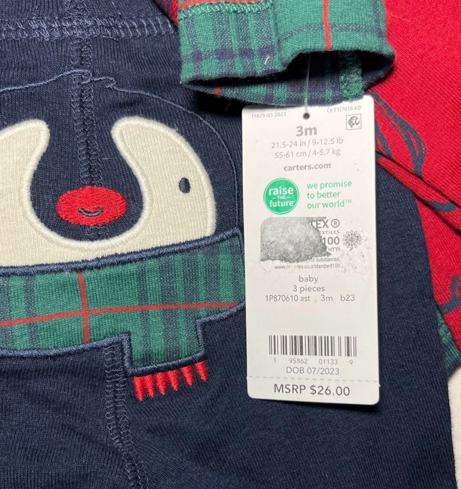 Carter’s Baby 3mos Holiday Penguin 3pc Outfit Set Long Sleeve Bodysuit Pants NWT