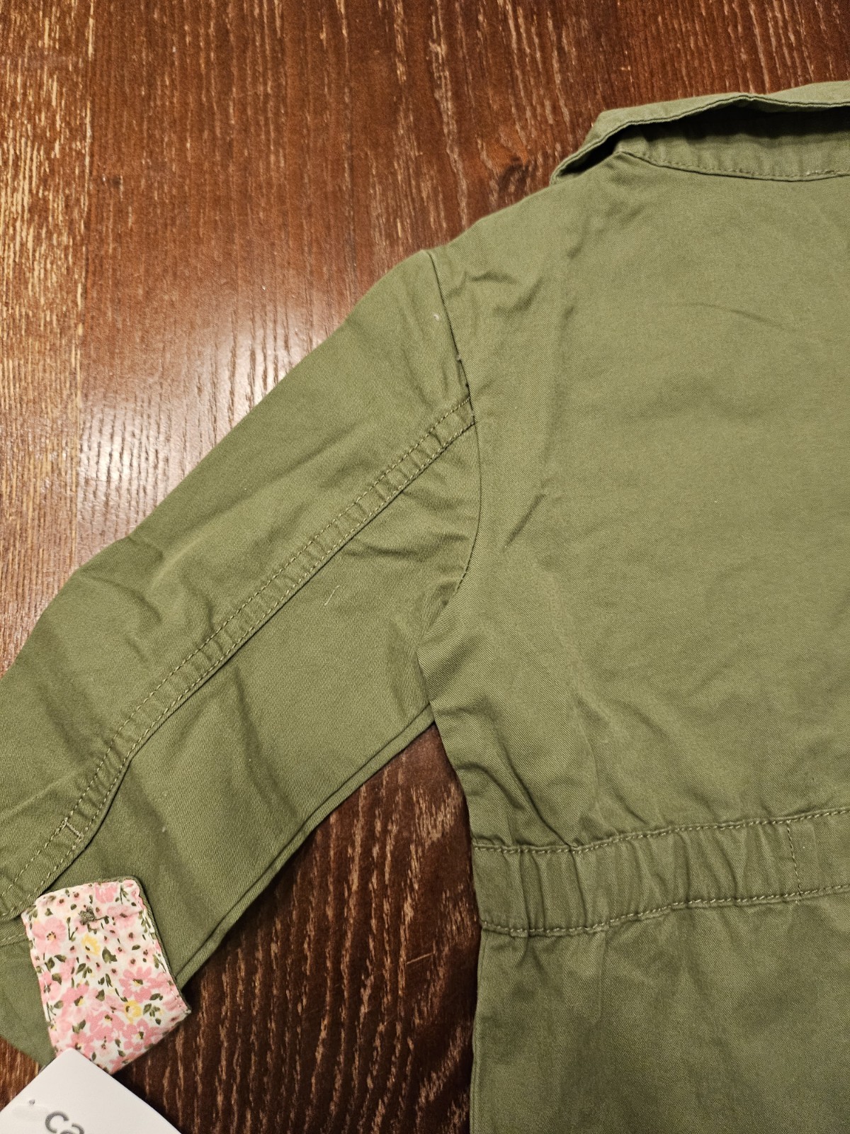 Carter’s Girls 2T 2Pc Outfit Olive Shirt Jacket & Floral Butterfly Jeans NWT