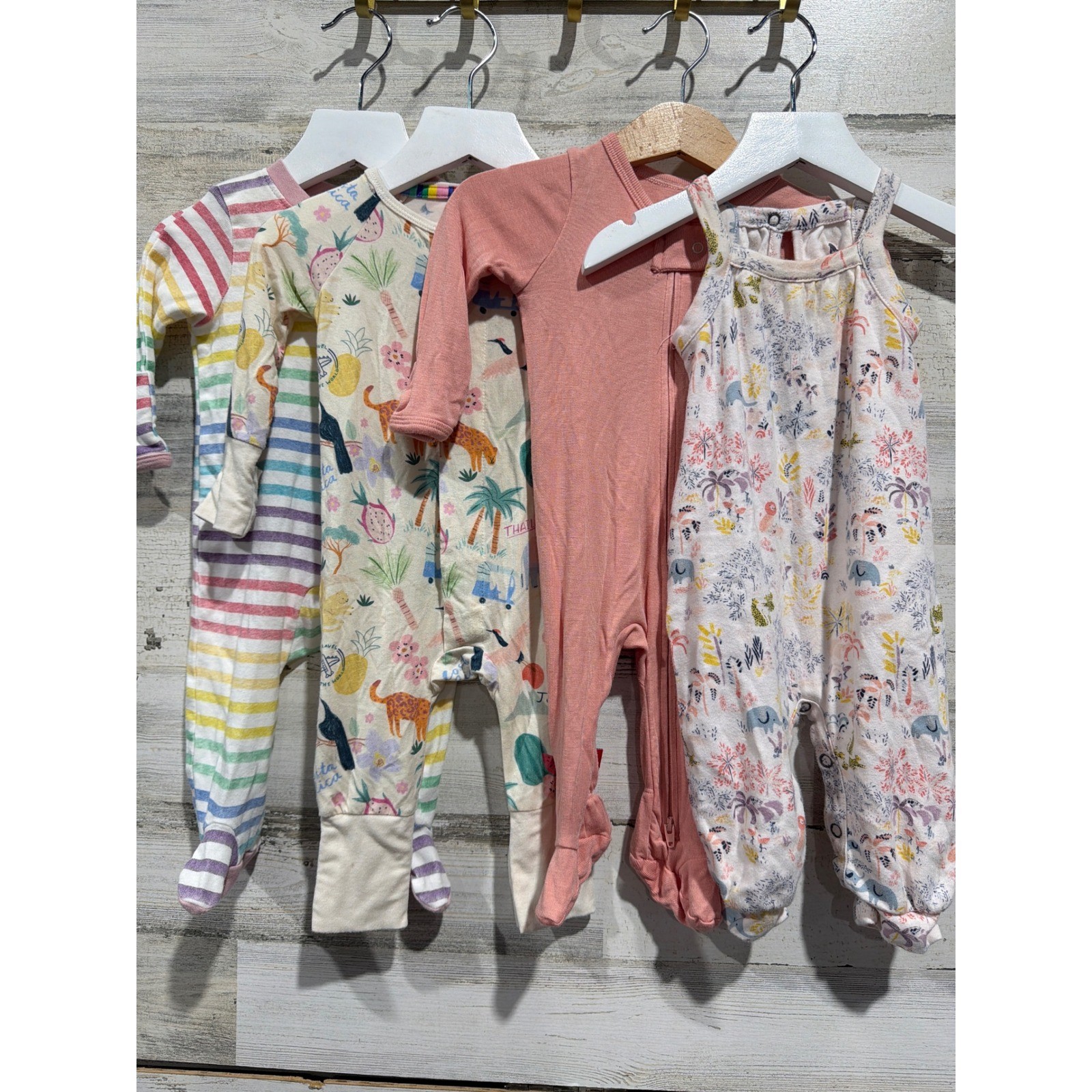 Honest Baby Magnetic Me Girls 0-3M Pink Floral Tropical Organic Cotton Bundle