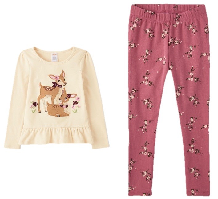 Gymboree Girl 12-18 Months Ivory Dear Top Mauve Floral Print Leggings New/Tags