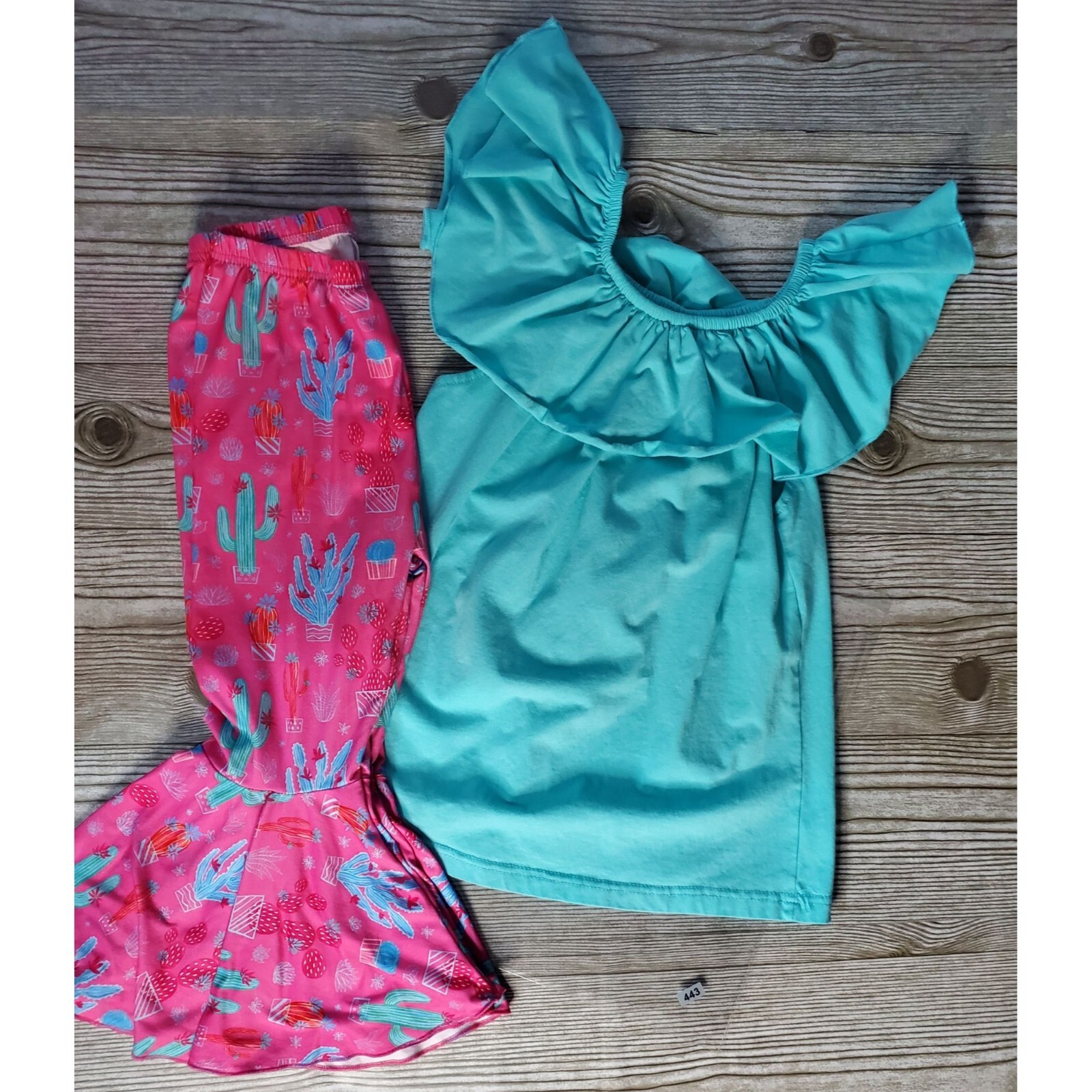 Girls Cactus Print Ruffle Outfit Set Size 12/14 Western Desert Boutique Style