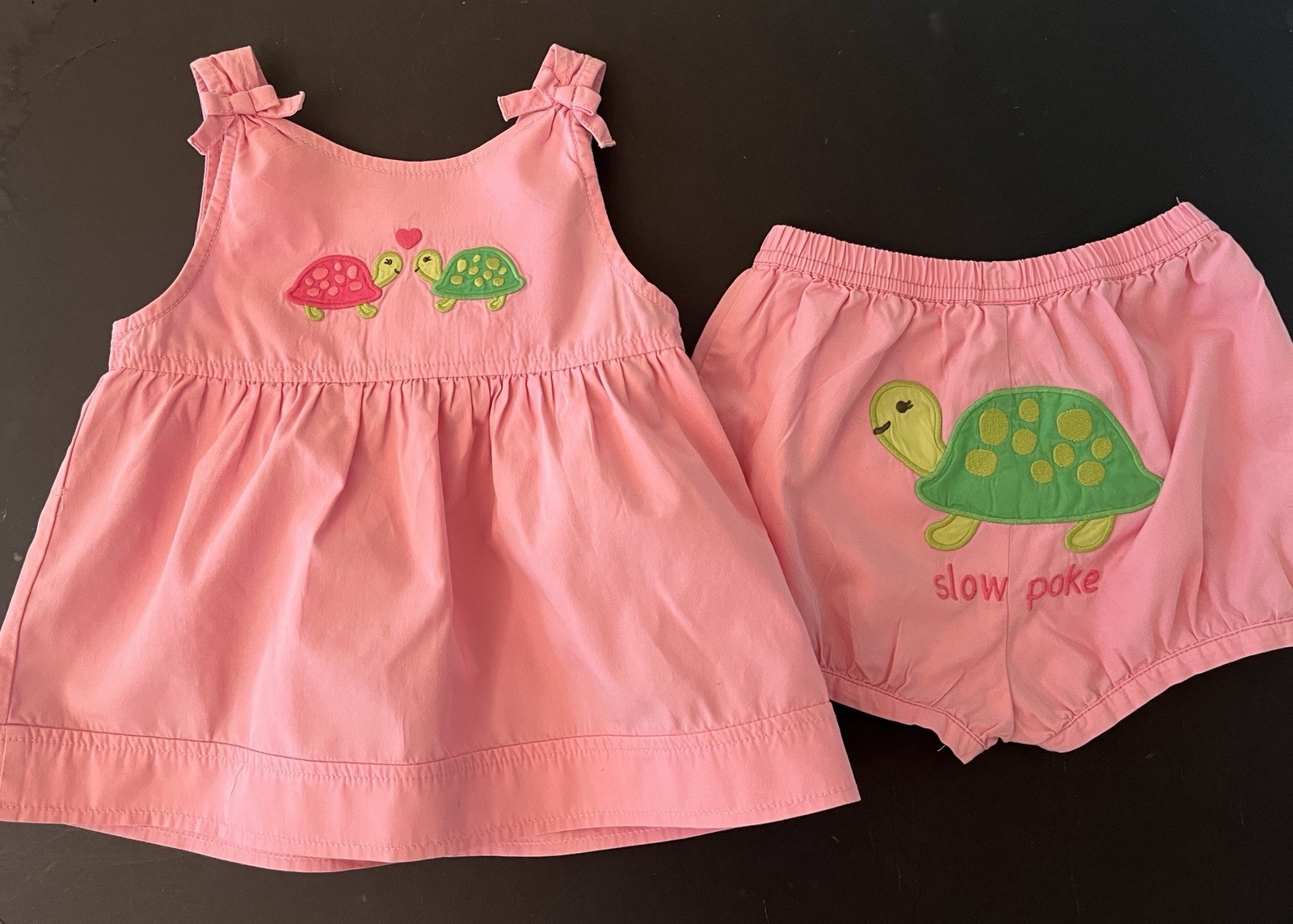 Girls 2T Gymboree Tennis Match Cotton Pink Turtle SWING TOP & BUBBLE SHORTS vint