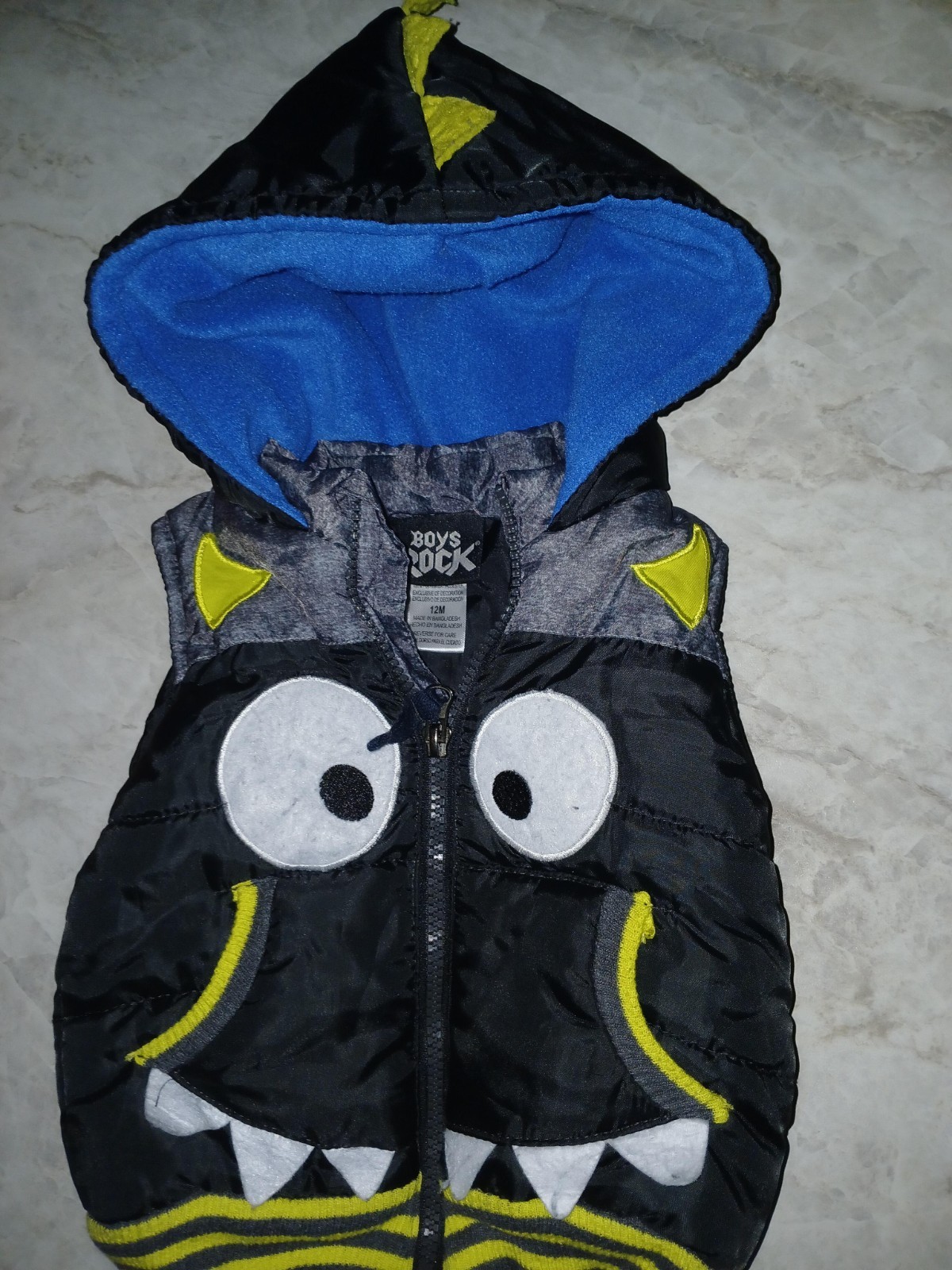 Toddler Monster Face Zip Vest – Size 12M
