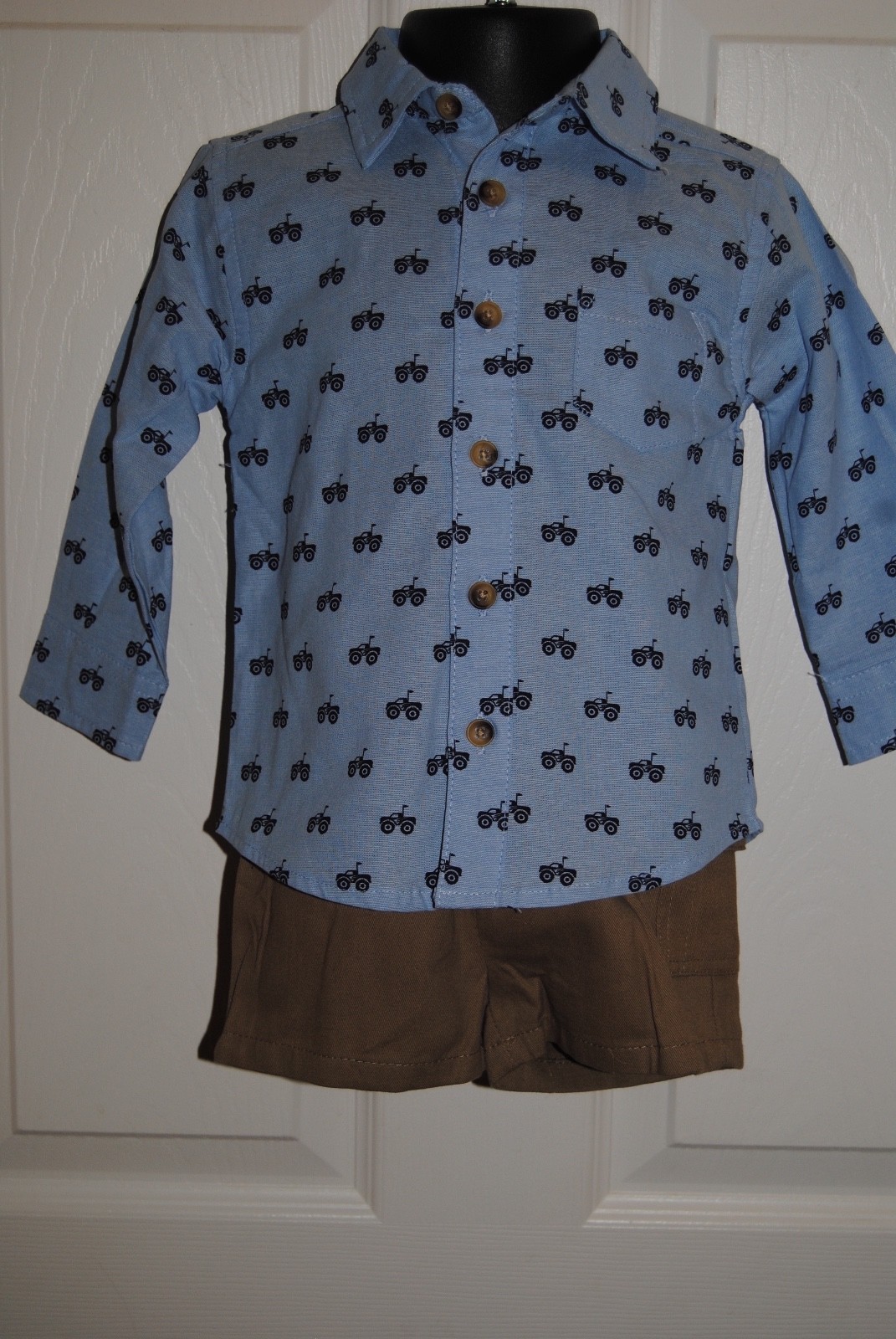 Boys Shirt and Shorts by Al and Ray, size 12 Months Toddler Blue -Brown RN 15517