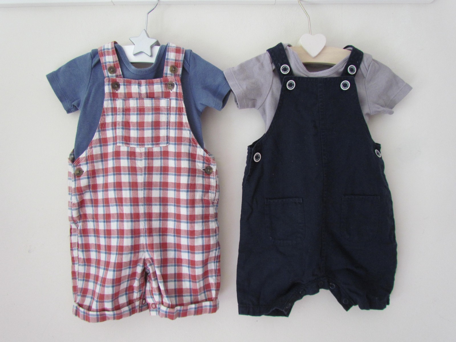 Baby Boys 6-9 months Shorts Dungarees & bodysuits x 2 outfits