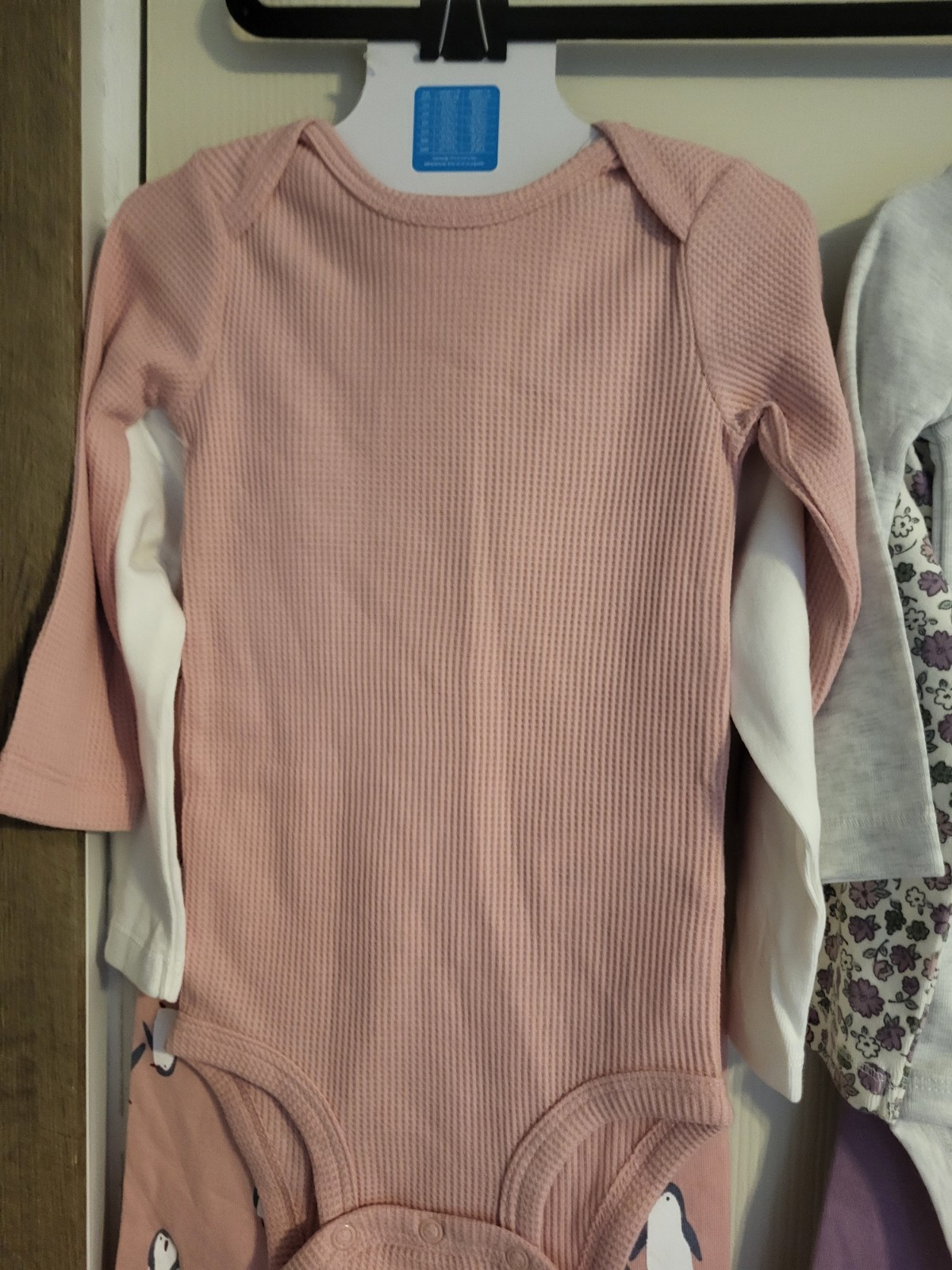 Lot 2 Carters Brand 3 Peice Outfit Set. Size 12 Mo Pengiuns & Floral As Pictured